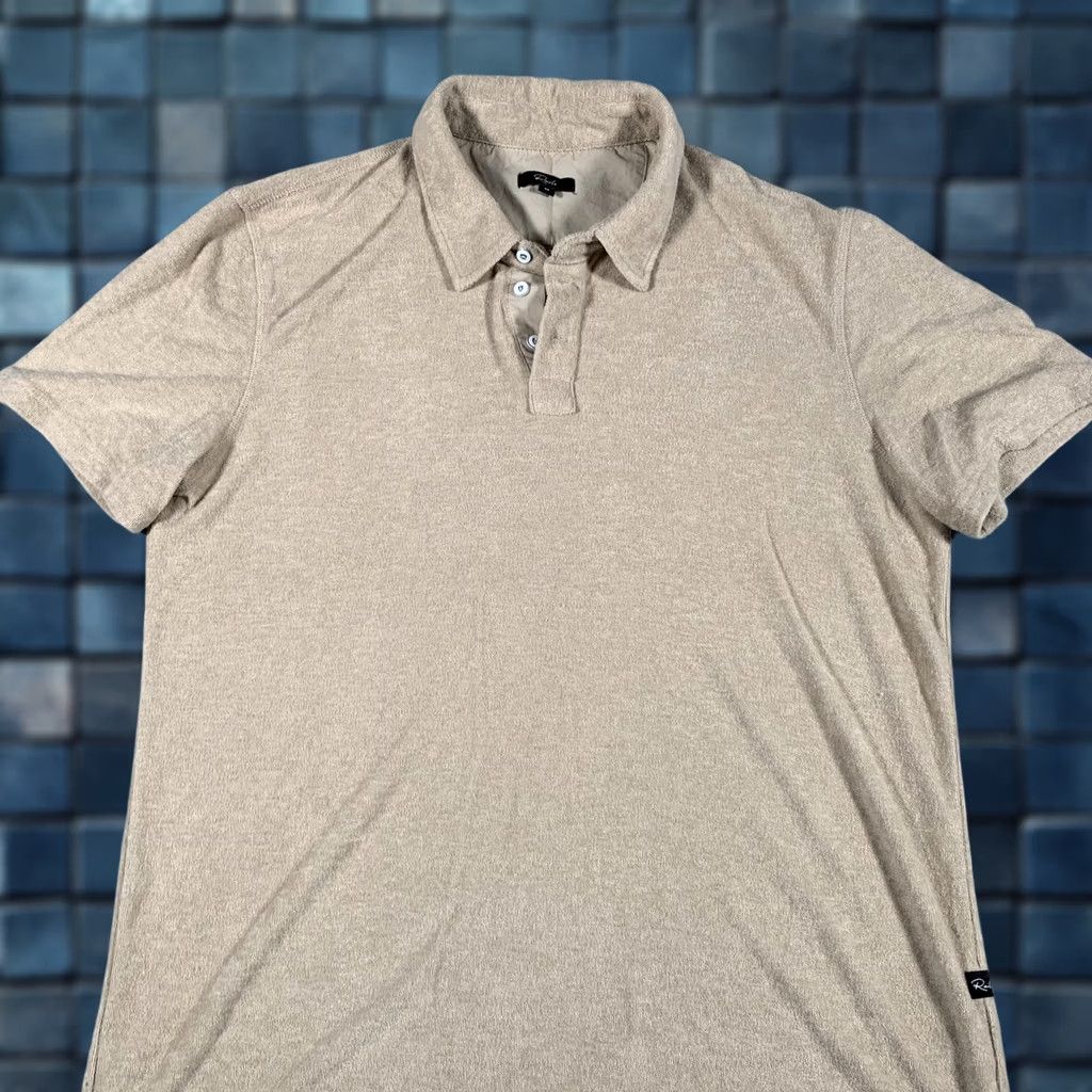 Rails Rails Polo Shirt Mens Medium Beige Terry Cloth Textured Short Sleeve Casual Polo Shirt Rails Logo Tab Short Sleeve Mens Medium Beige Solid 100% Cotton Size US M / EU 48-50 / 2 - 1 Thumbnail