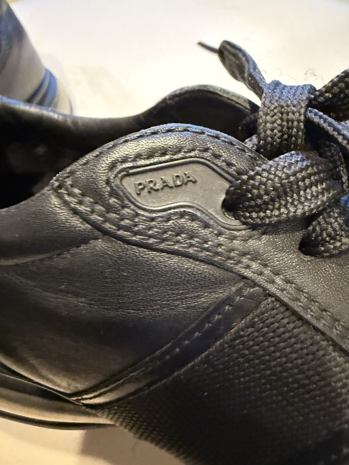 Prada 🔥 Prada Leather Low Top Sneakers Size US 7 / EU 40 - 8 Thumbnail