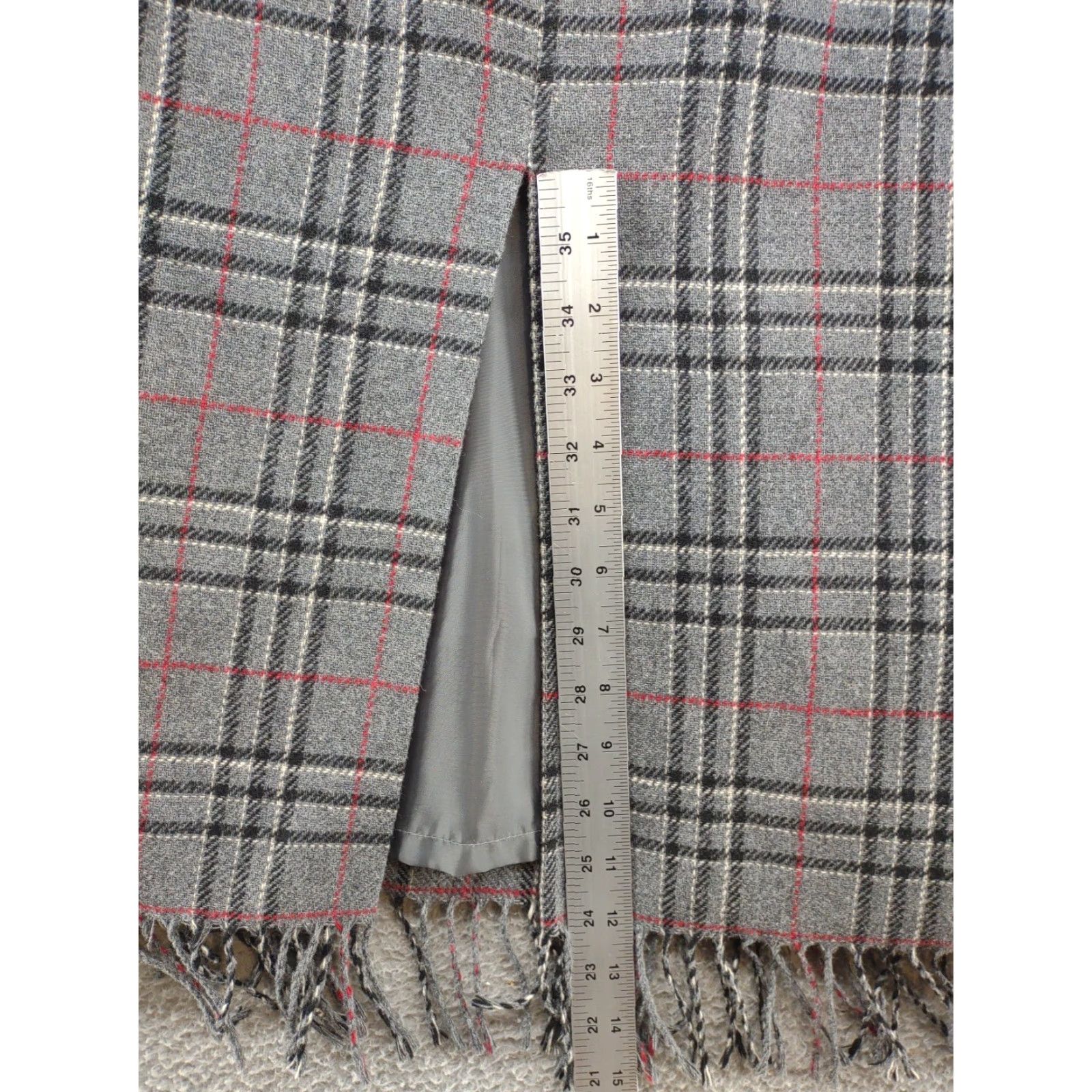 Vintage VINTAGE Sag Harbor Plaid Wool Blend Tassel Long Skirt in Women's Size 12 Petite Size 34" / US 12 / IT 48 - 7 Thumbnail