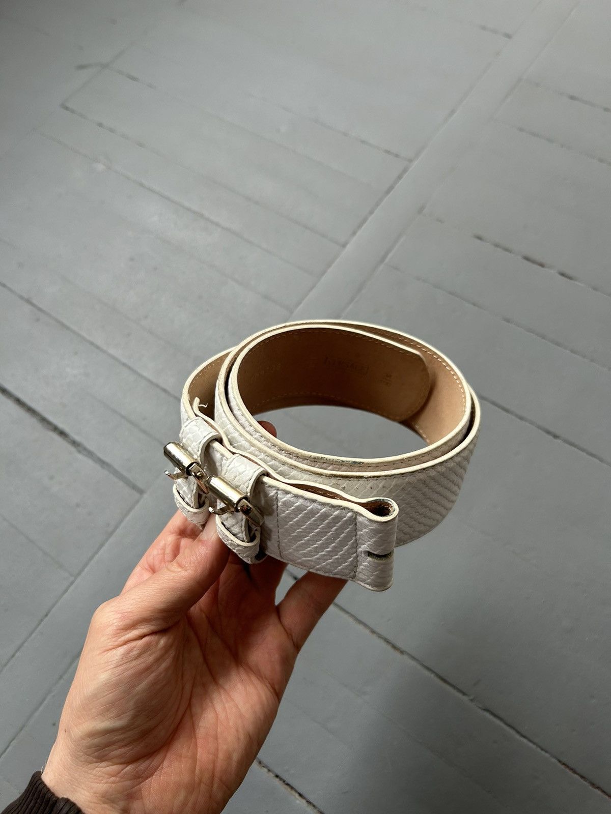 Versace × Vintage Versace leather belt white Size ONE SIZE - 2 Thumbnail