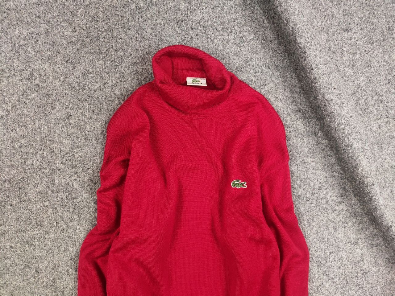Lacoste Vintage 90's Lacoste Logo Red Wool Turtleneck Sweater Size US XL / EU 56 / 4 - 3 Thumbnail