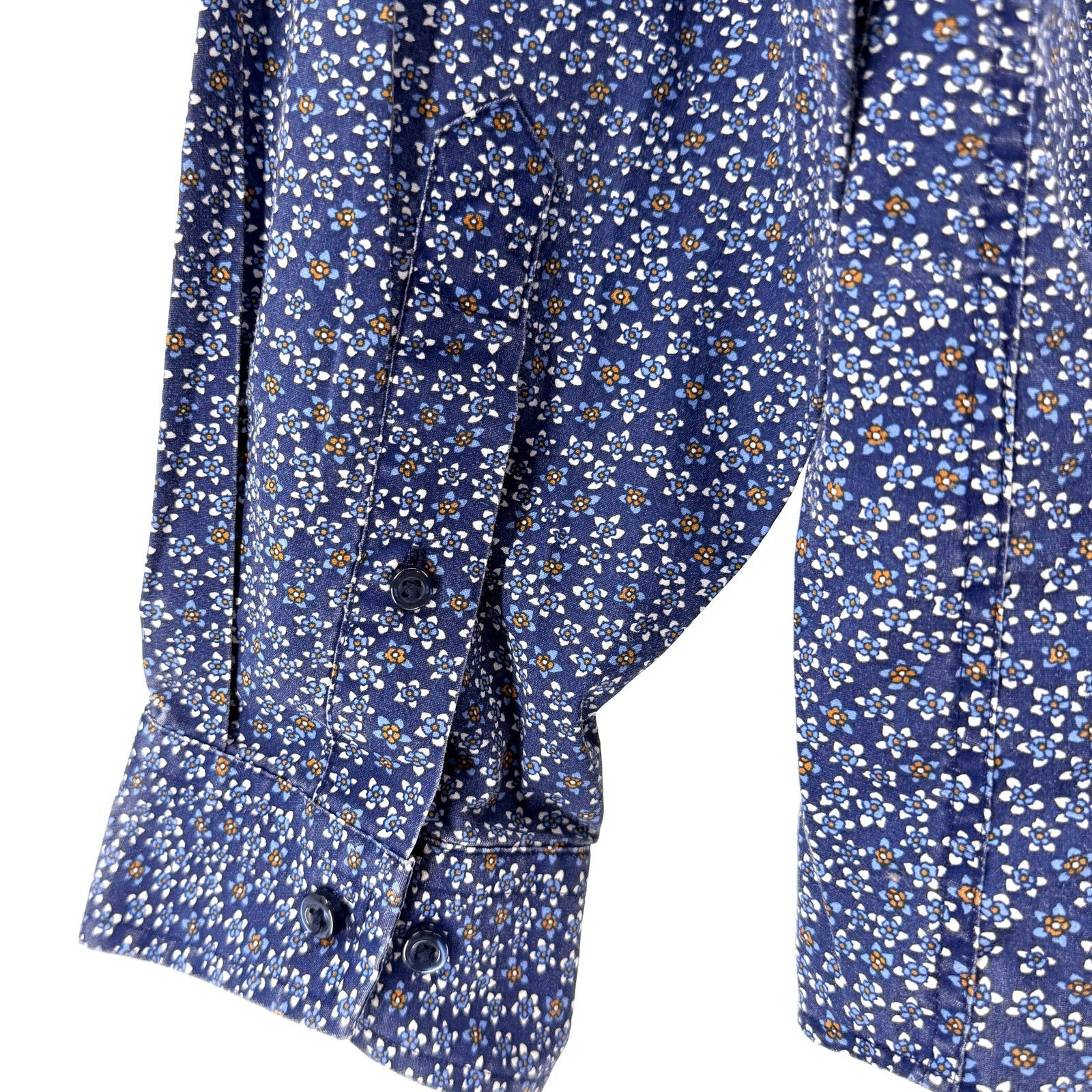 Ben Sherman Blue Floral Stretch Tailored Long Sleeve Button Down Shirt Size US L / EU 52-54 / 3 - 5 Thumbnail