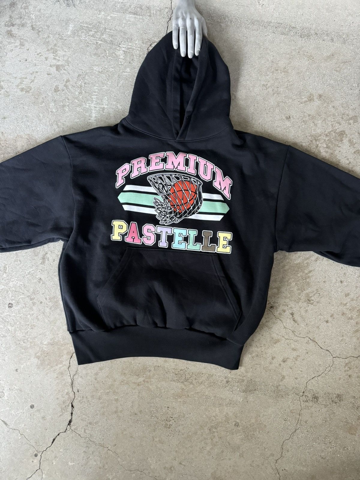 image of Pastelle Basketball Logo Sample Hoodie in Black, Men's (Size Large)