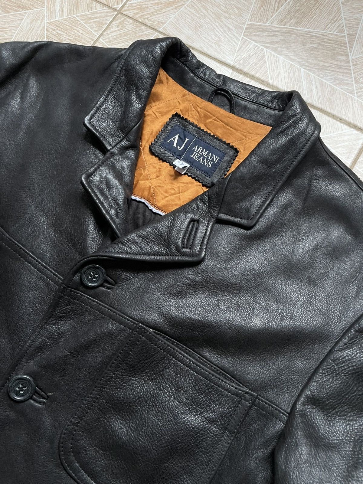 Armani × Vintage Vintage Armani Jeans Simin T Quilted Genuine Leather Jacket Size US L / EU 52-54 / 3 - 2 Thumbnail