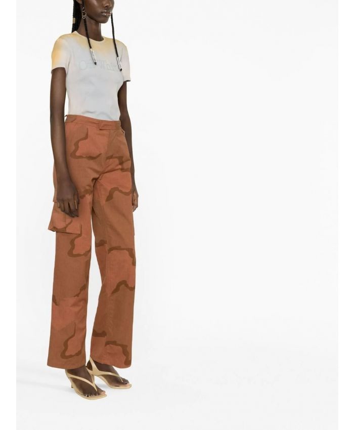 Off-White o1gr1nt0325 Laundry Ribbed Basic T-Shirt in Grey Beige Size XS / US 0-2 / IT 36-38 - 3 Thumbnail