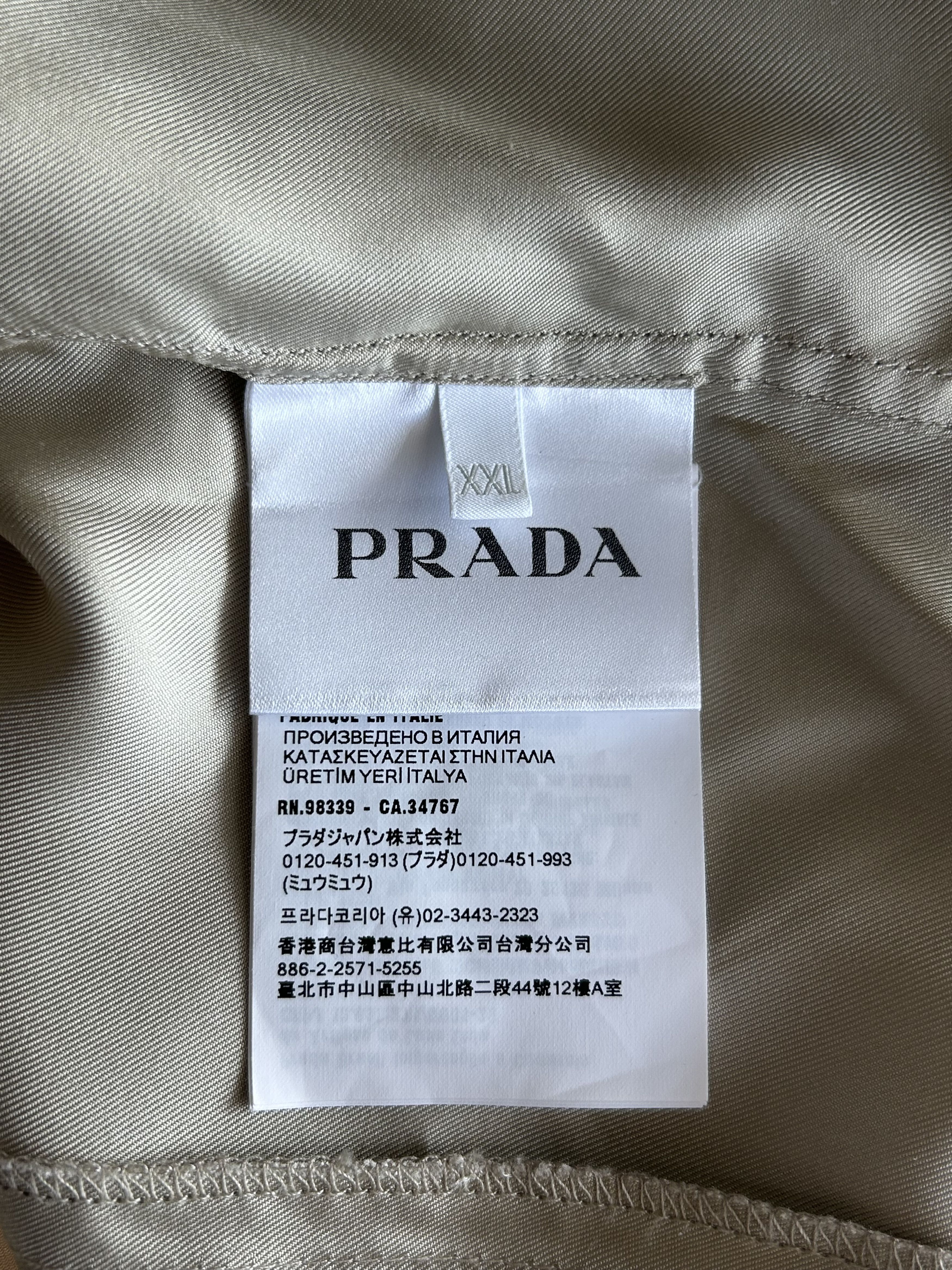 Prada Prada Beige & Black Striped Logo Silk Button Up Shirt Size US XXL / EU 58 / 5 - 4 Thumbnail