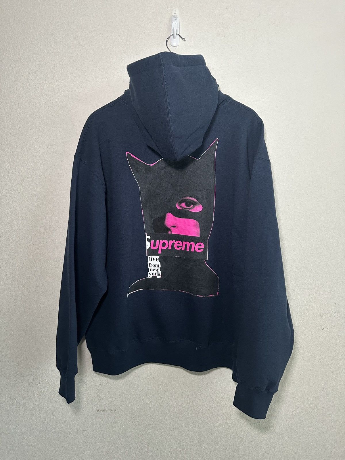 image of Supreme Catwoman Hooded Sweatshirt in Navy, Men's (Size XL)