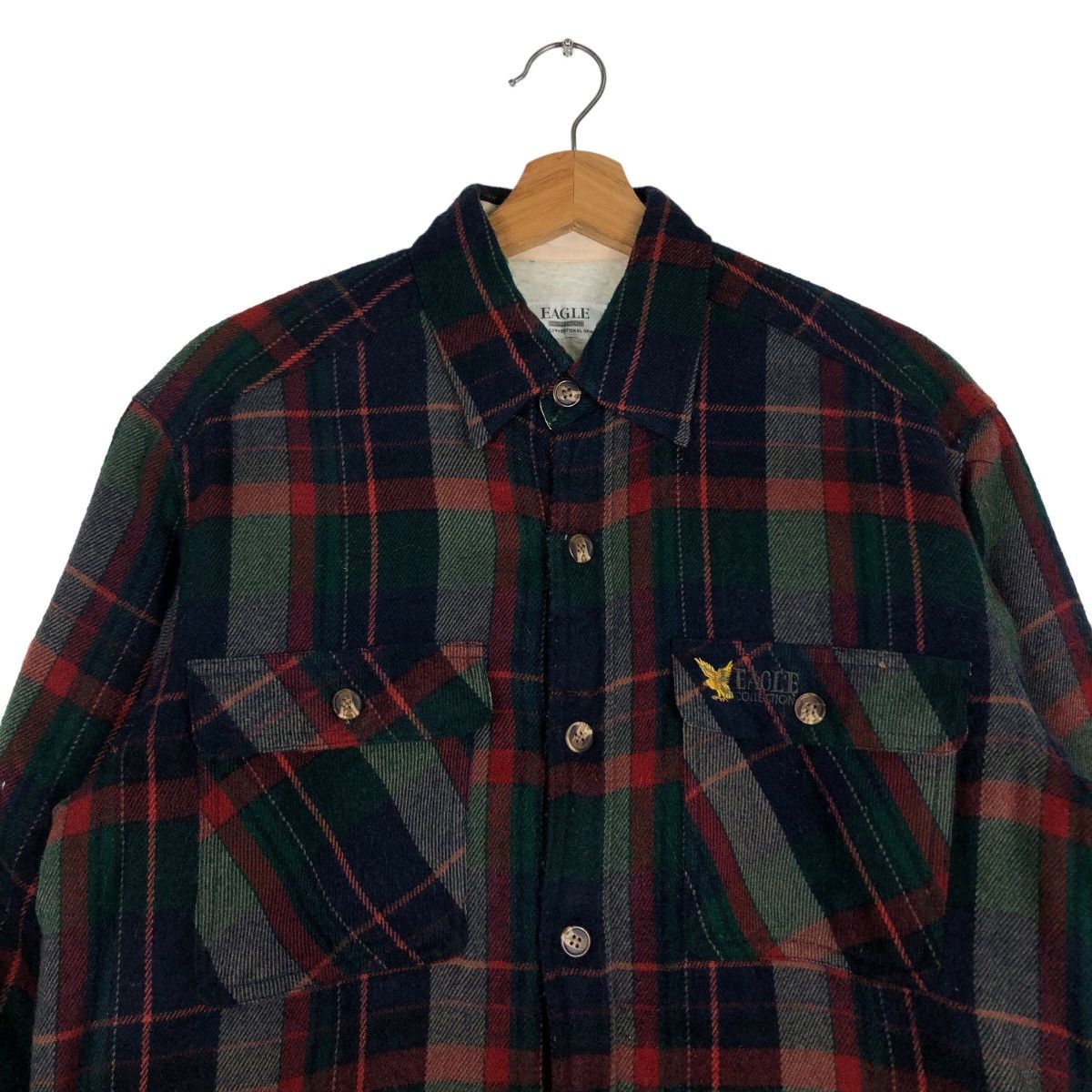 Flannel 🔥Vtg Flannel Wool Jacket Eagle Japan Tartan Design Checked Size US M / EU 48-50 / 2 - 3 Thumbnail