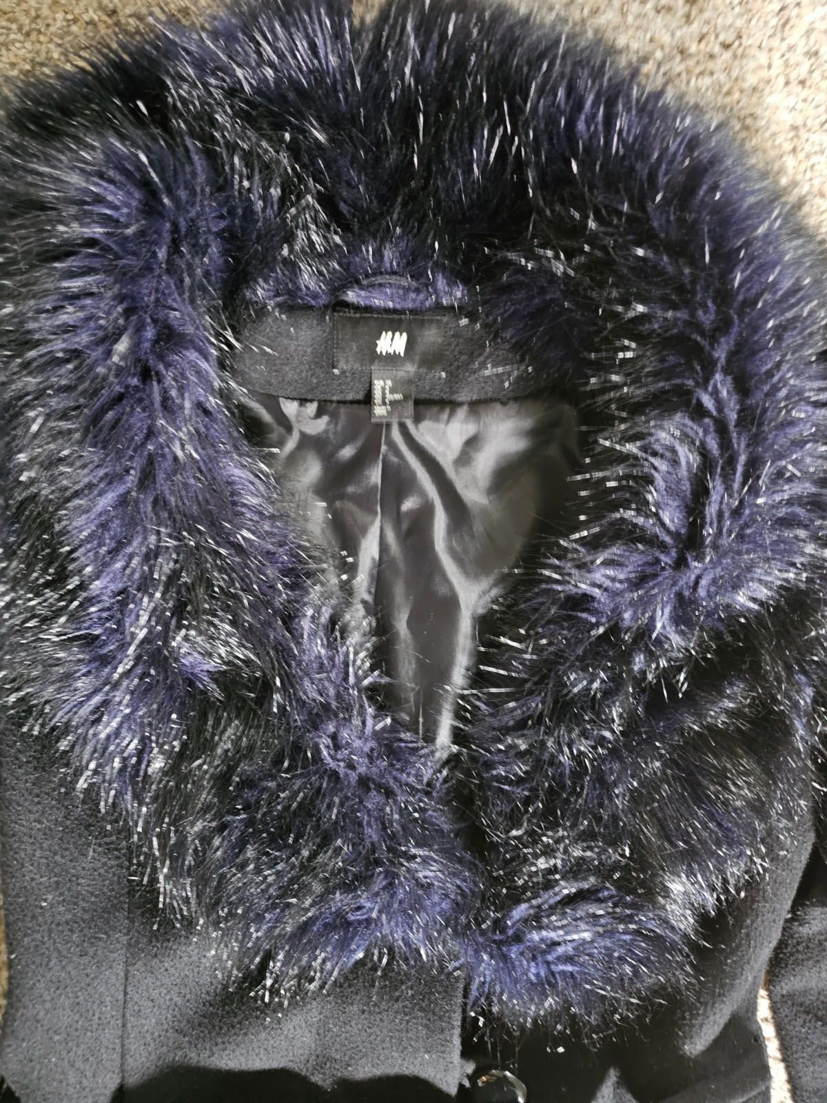 H&M H&M Purple Black faux fur trim wool coat US 8 Size M / US 6-8 / IT 42-44 - 2 Thumbnail