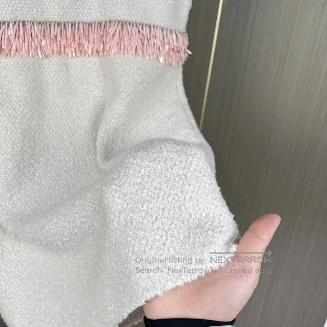 Lanvin Lanvin White Pink Sequin Cashmere Dress. Size S / US 4 / IT 40 - 4 Thumbnail