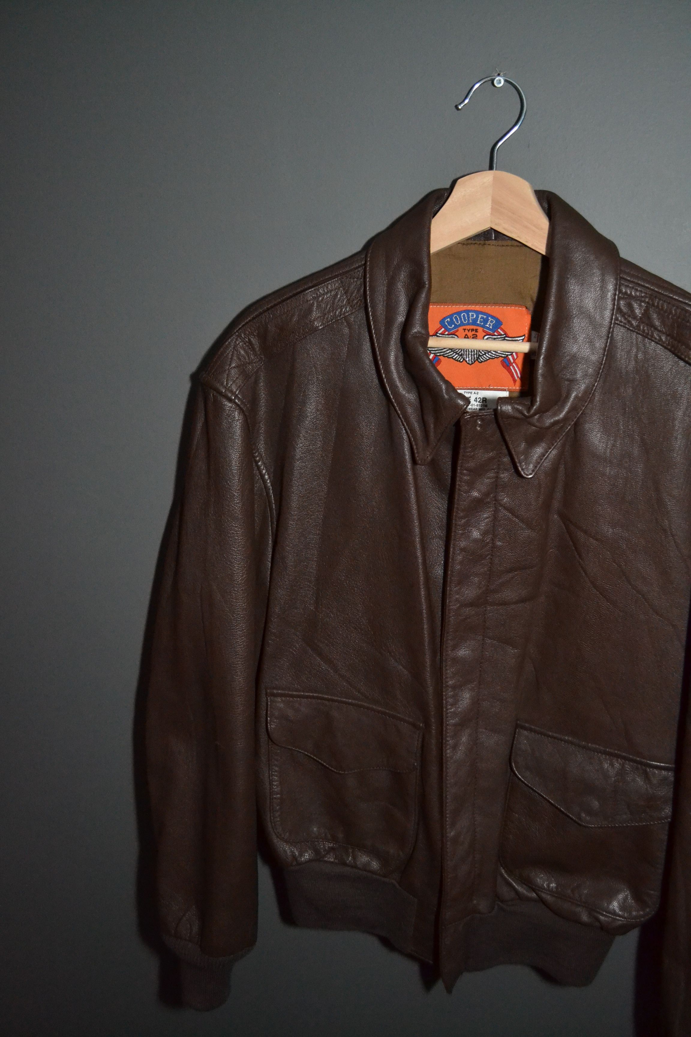 Cooper COOPER TYPE A-2 USAF USA Leather Bomber Flight Jacket 42R Size US L / EU 52-54 / 3 - 2 Thumbnail