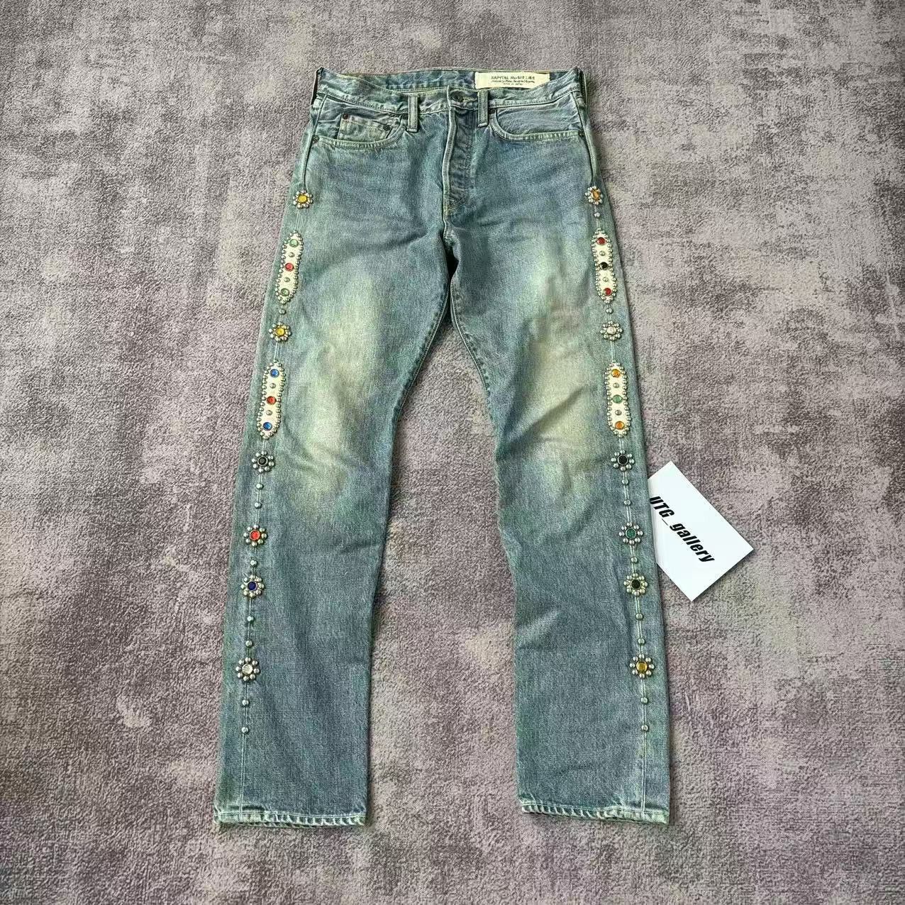 Japanese Brand Kapital Monkey Cisco Gemstone Studded Denim Jeans Size US 30 / EU 46 - 1 Thumbnail