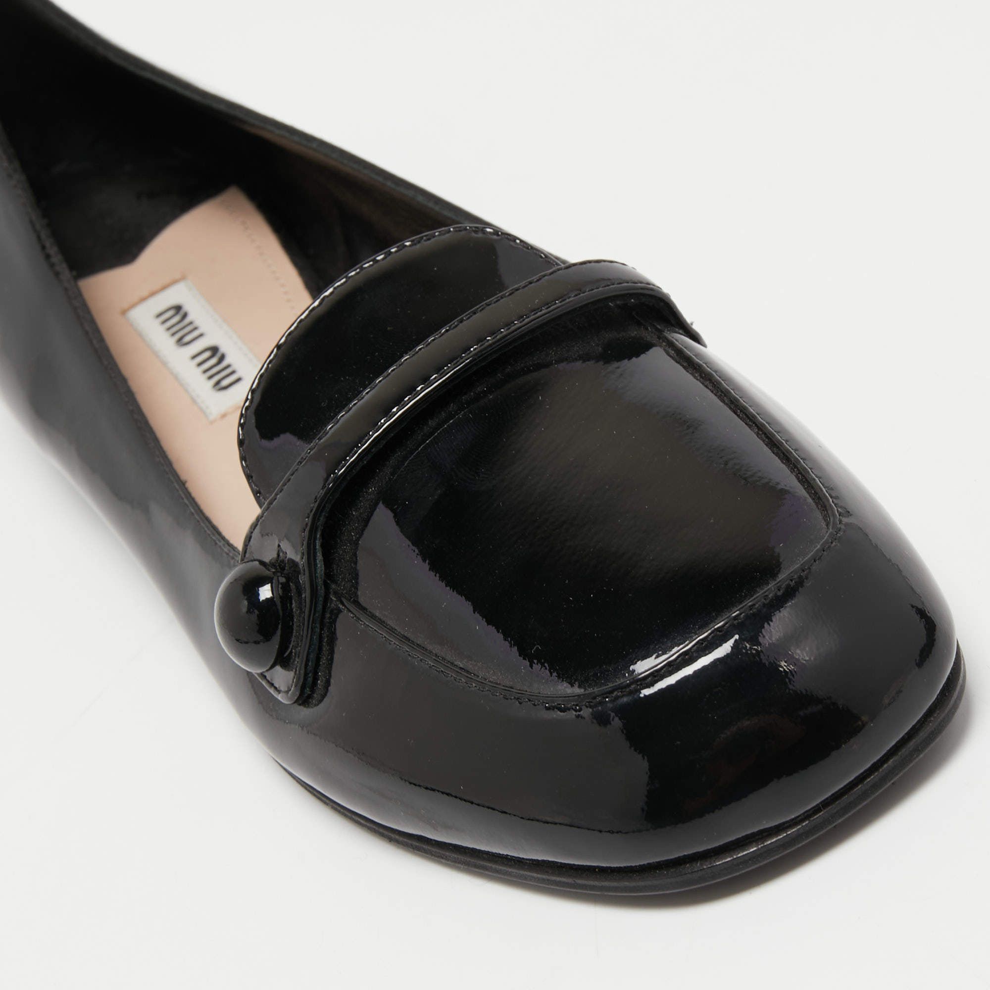 Miu Miu o1B3y1r0526 Patent Slip On Loafers in Black Size US 8 / IT 38 - 6 Thumbnail