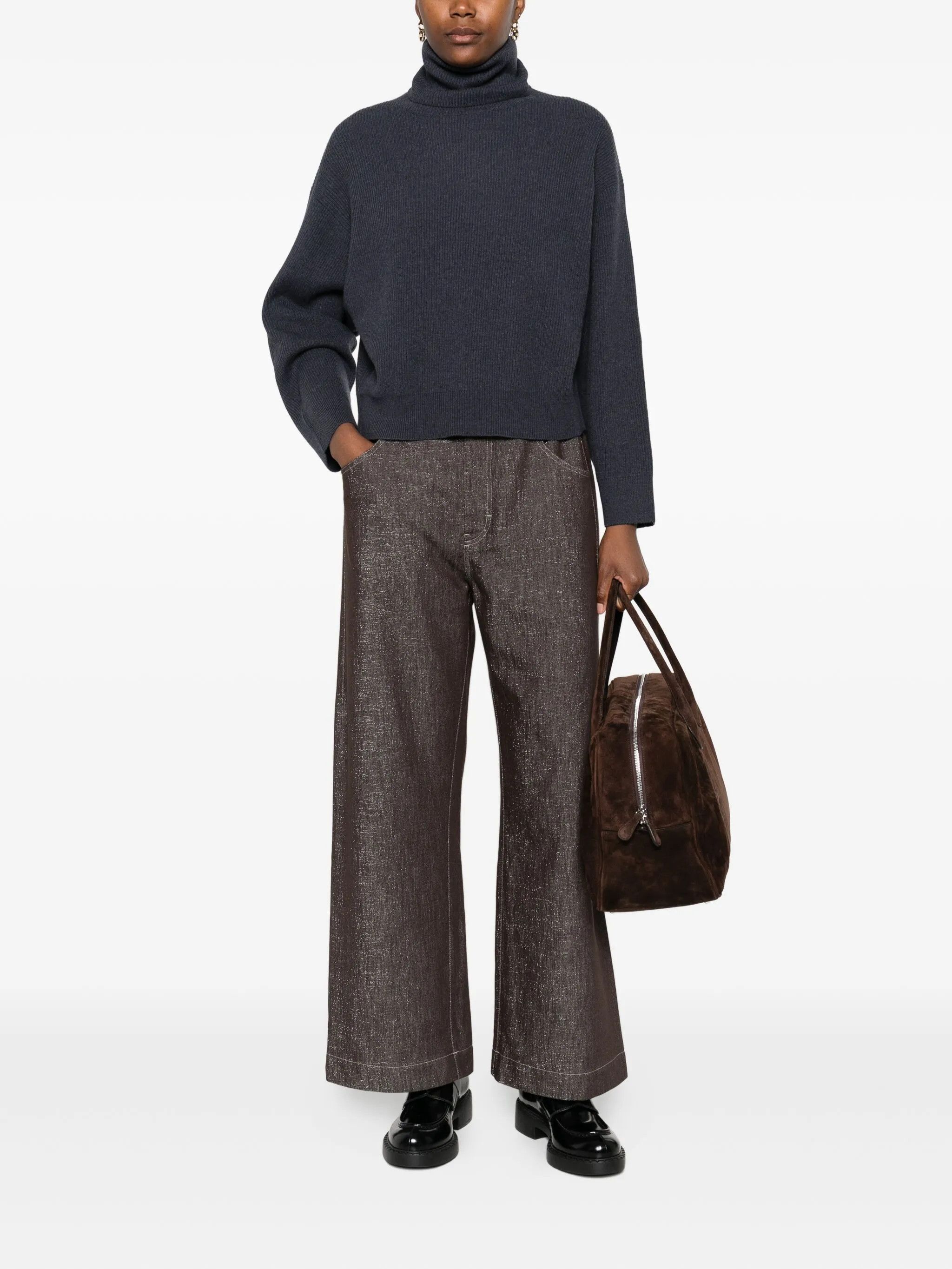 Brunello Cucinelli o1y0825 Turtleneck Sweater in Navy Size L / US 10 / IT 46 - 5 Thumbnail