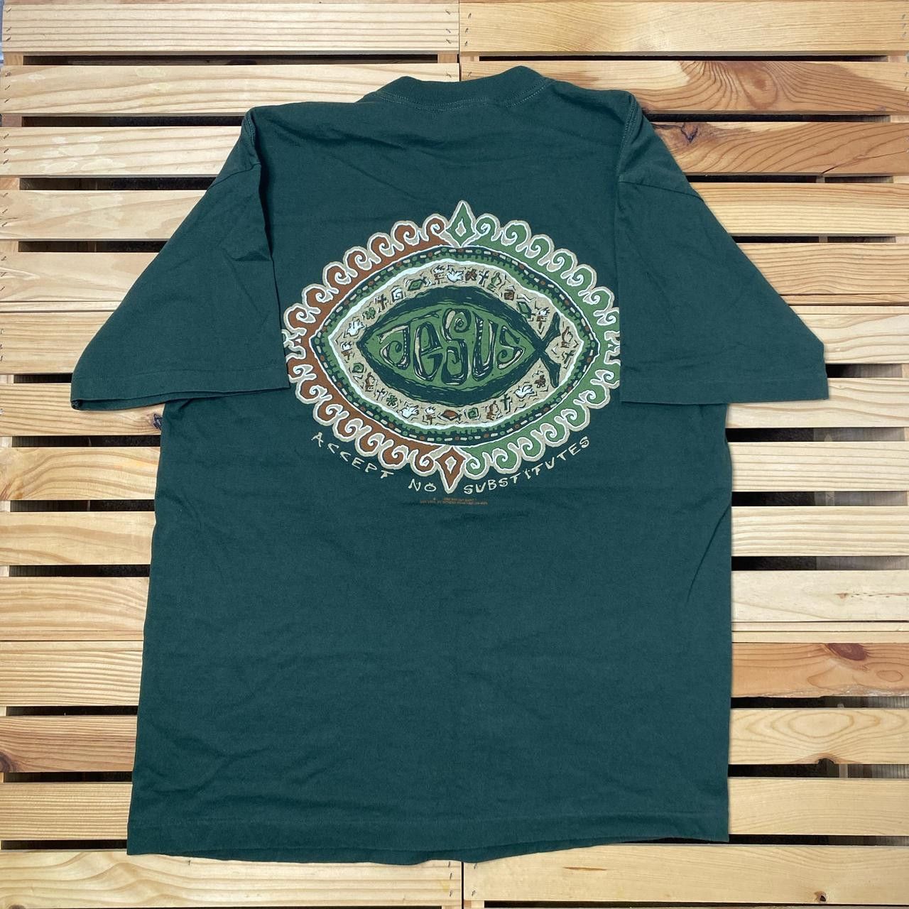TEE JAYS Vintage Jesus Fish Green Jesus Tee Size XL Size US XL / EU 56 / 4 - 1 Thumbnail