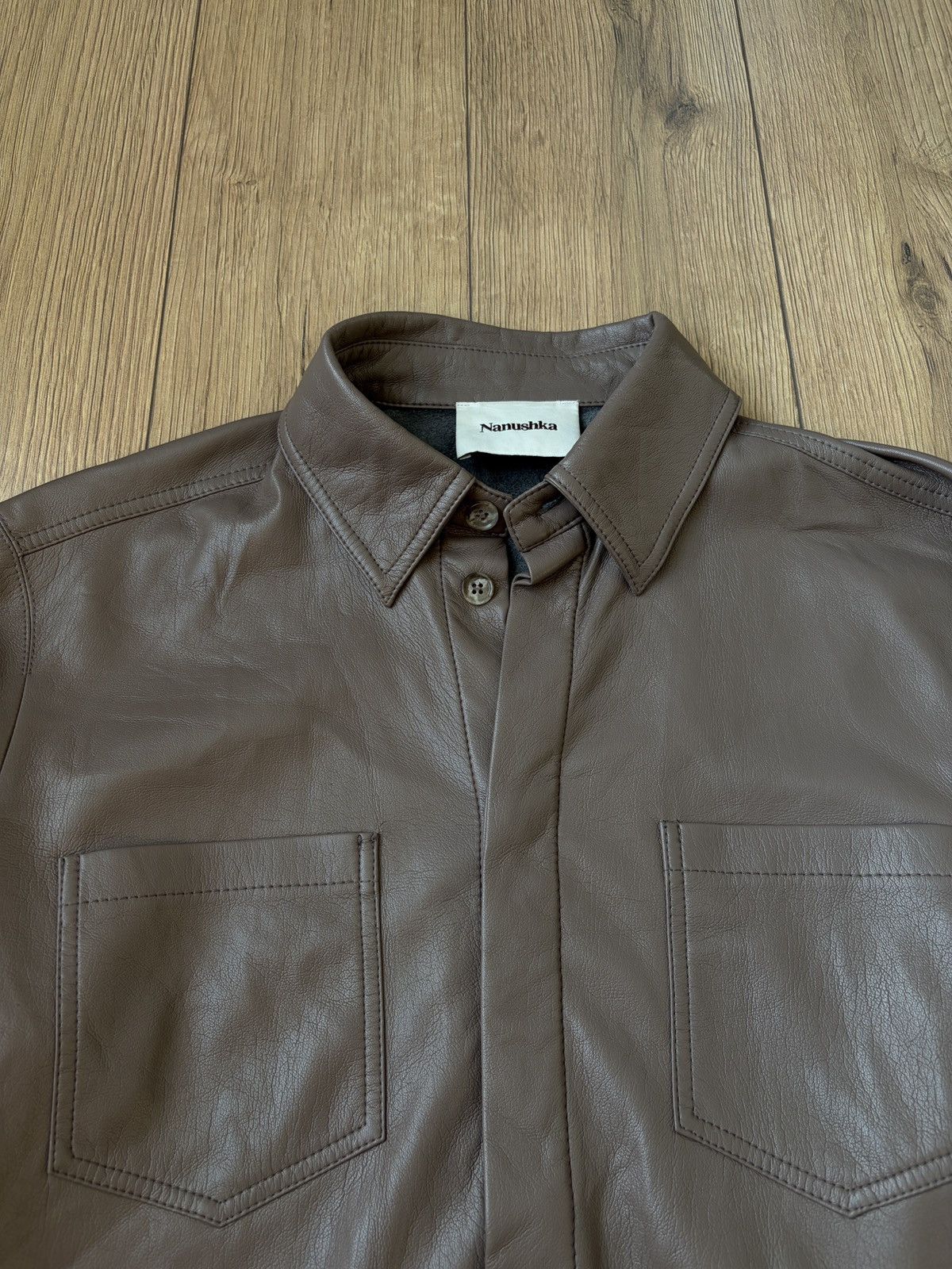 Nanushka NANUSHKA Faux Leather Coffee Brown Shirt Size US S / EU 44-46 / 1 - 3 Thumbnail