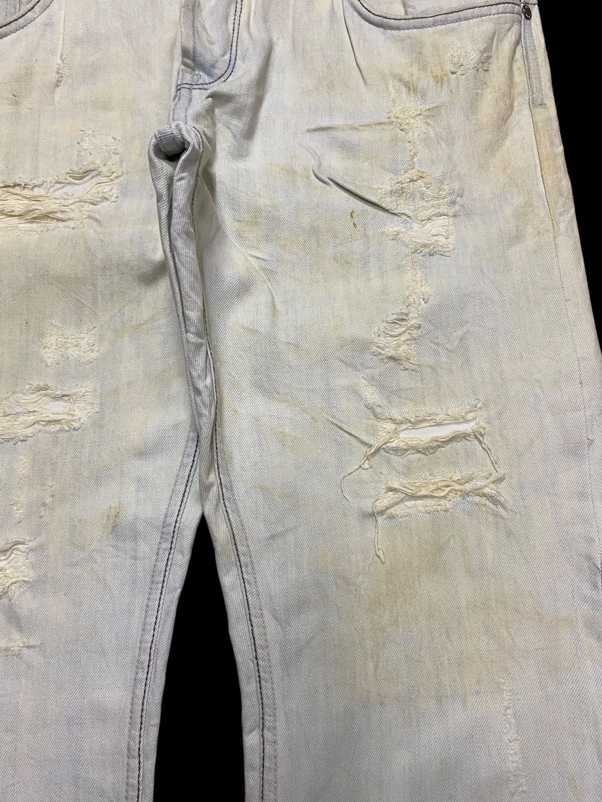 Rhude × Zara Vintage Zara Faded Wash Distressed Loose Jeans Size US 34 / EU 50 - 8 Thumbnail