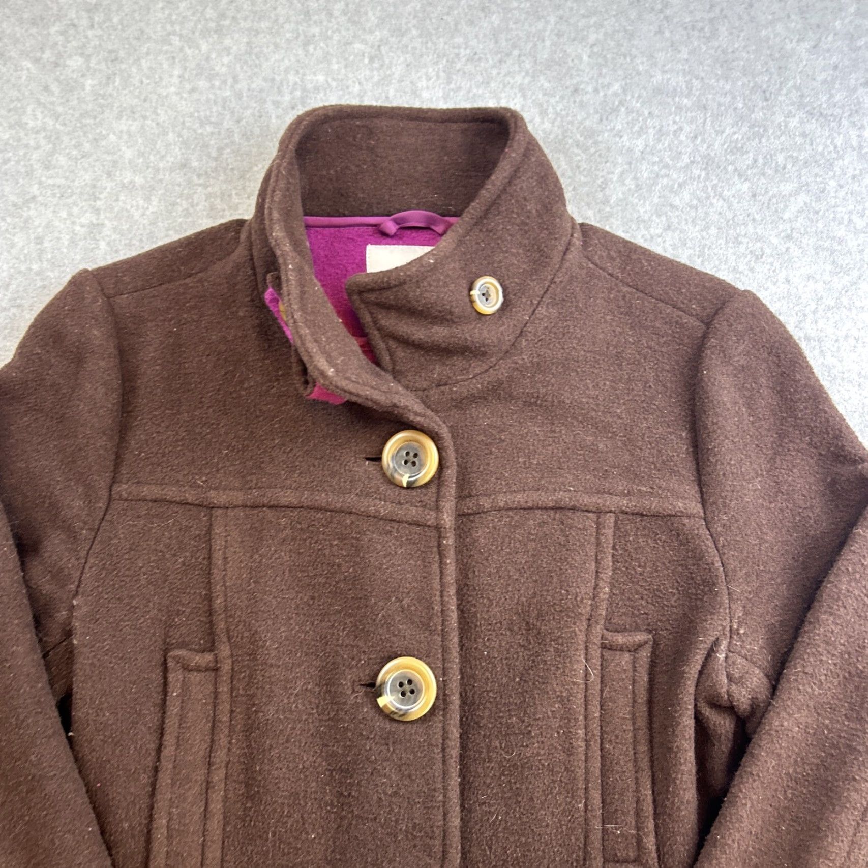 Old Navy Old Navy Coat Womens Medium Brown Wool Blend Mock Neck Button Up Jacket Size M / US 6-8 / IT 42-44 - 4 Thumbnail