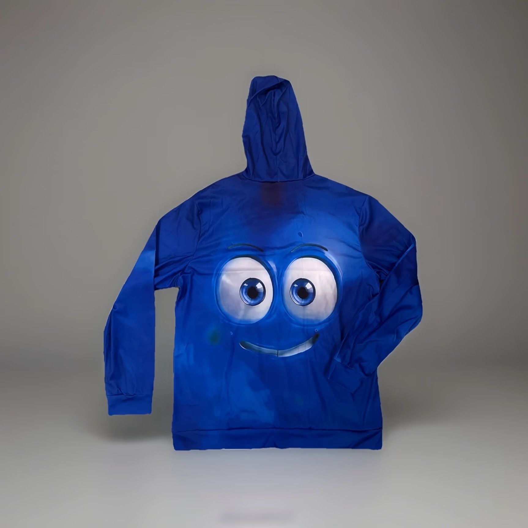 X-LARGE Smiley Blue Hoodie Mens X-Large All Over Print Pullover Street Wear XL 48” Chest Size US XL / EU 56 / 4 - 5 Thumbnail