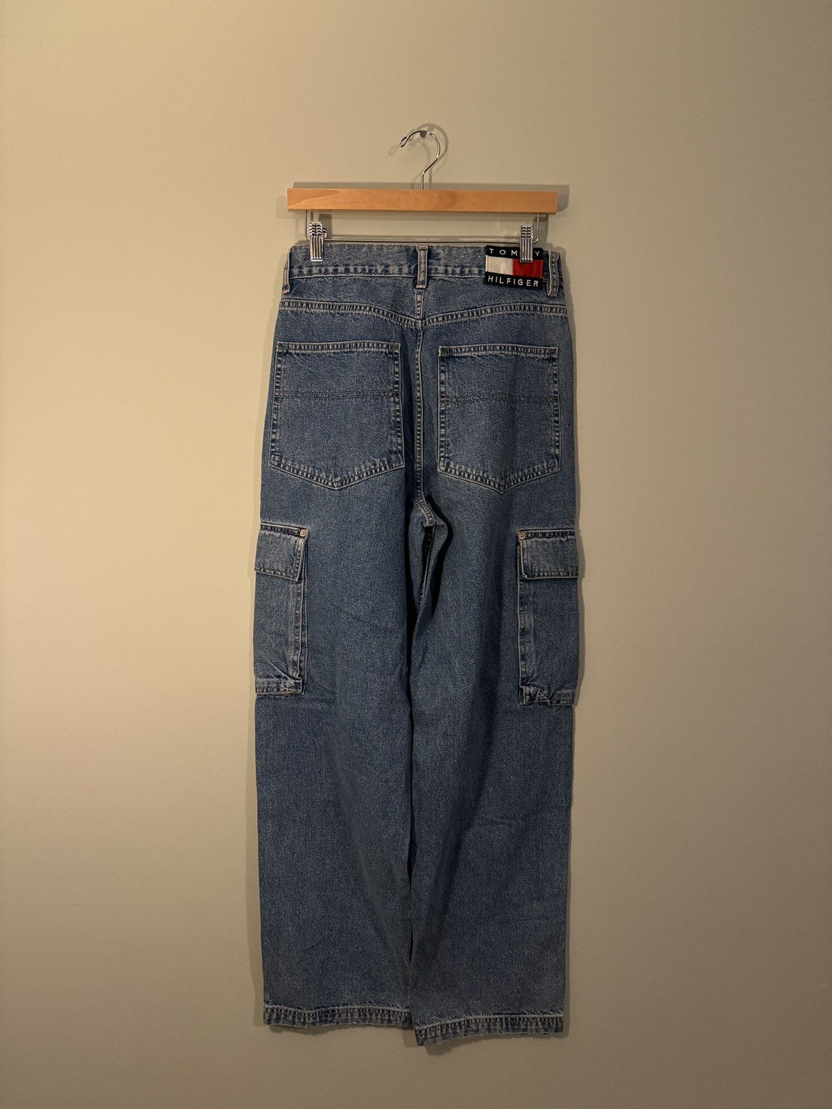 Tommy Hilfiger Vintage Denim Cargo Pocket Jeans Skater Baggy ERD Grunge Size US 29 - 2 Thumbnail