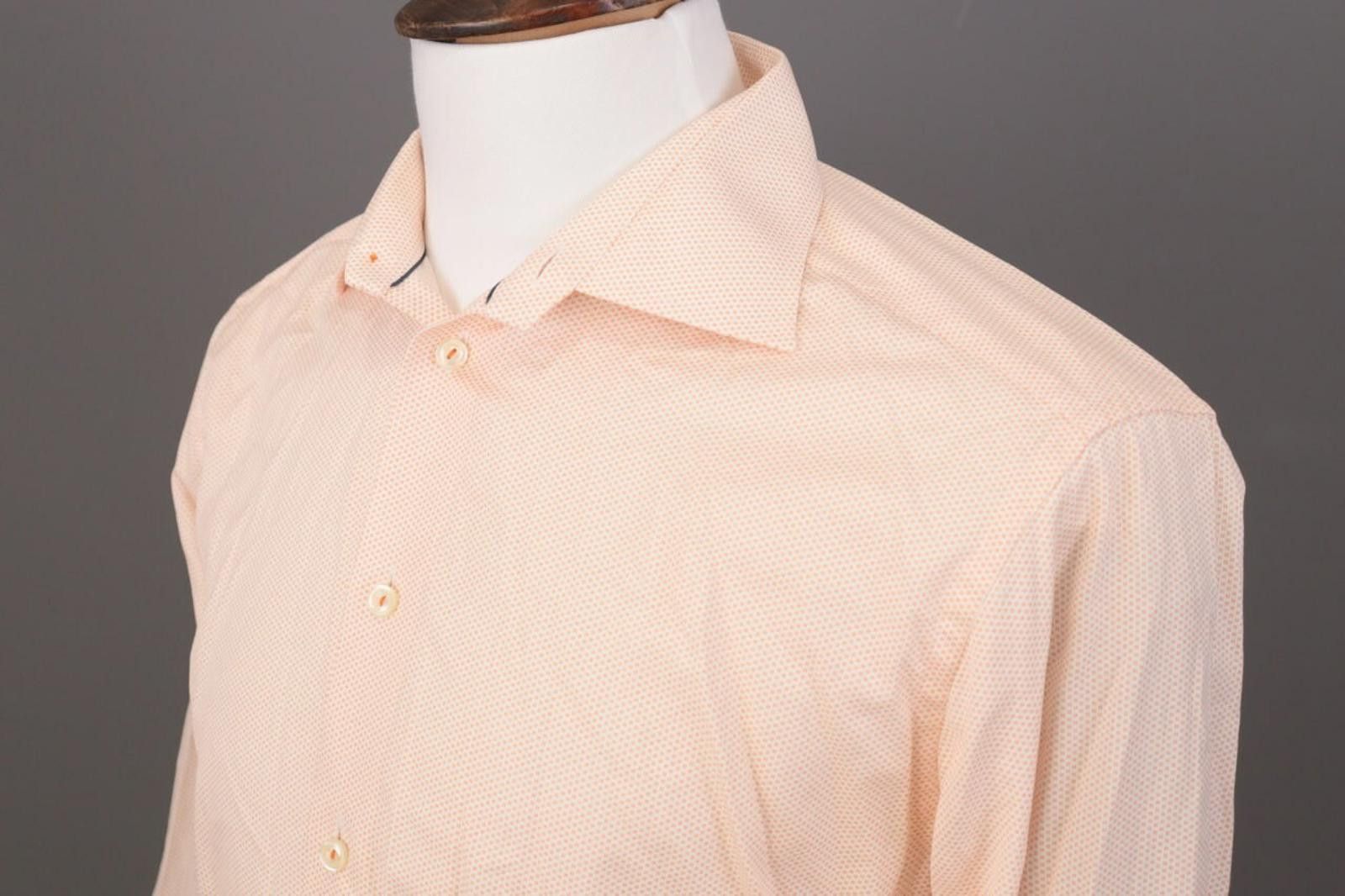 Eton Eton Slim Peach Poplin Printed Shirt Size 41 / 16 Size US M / EU 48-50 / 2 - 9 Thumbnail