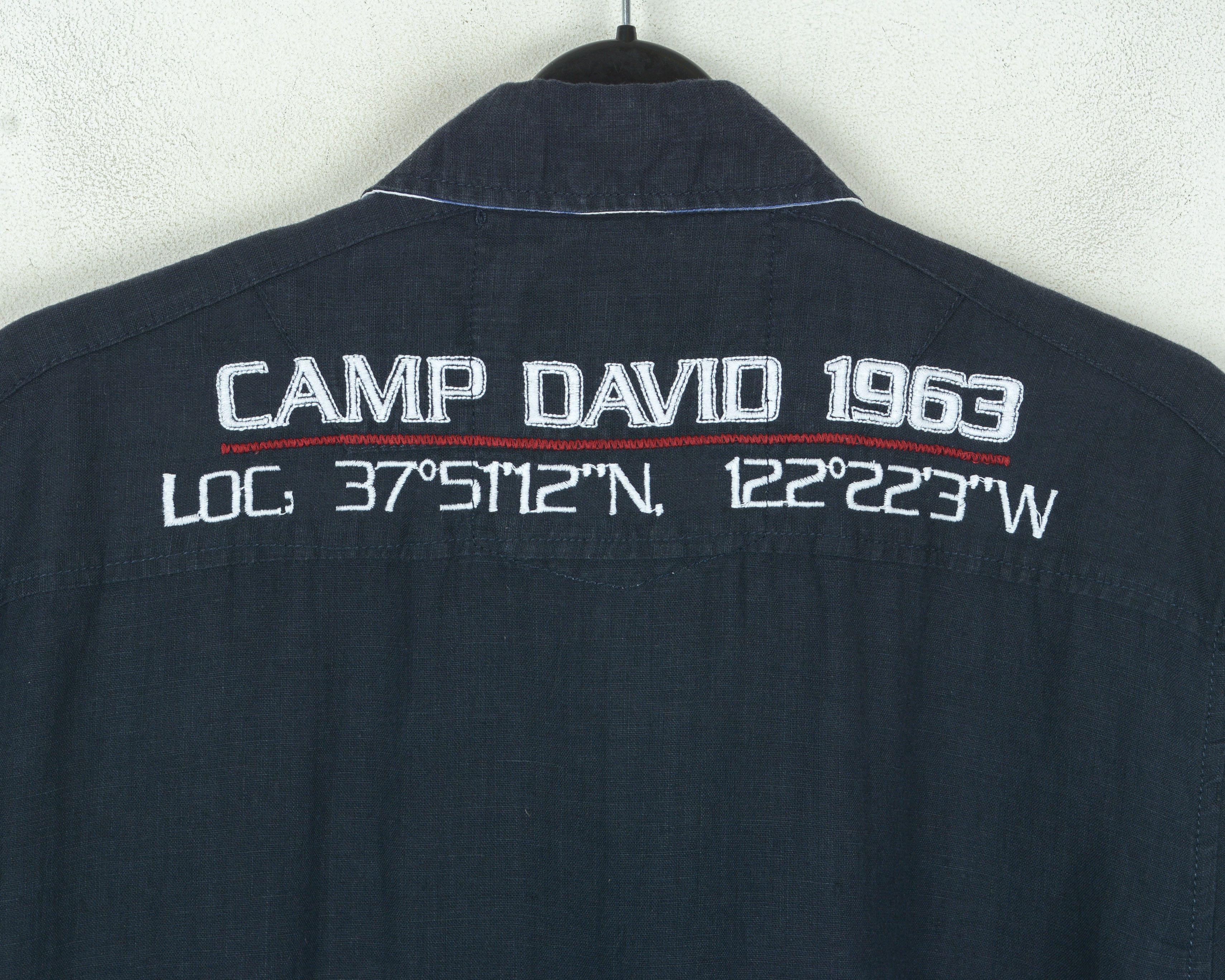 Camp David Linen Shirt M Muscule Fit ShortSleeve Casual Embroidery Flax Size US M / EU 48-50 / 2 - 3 Thumbnail