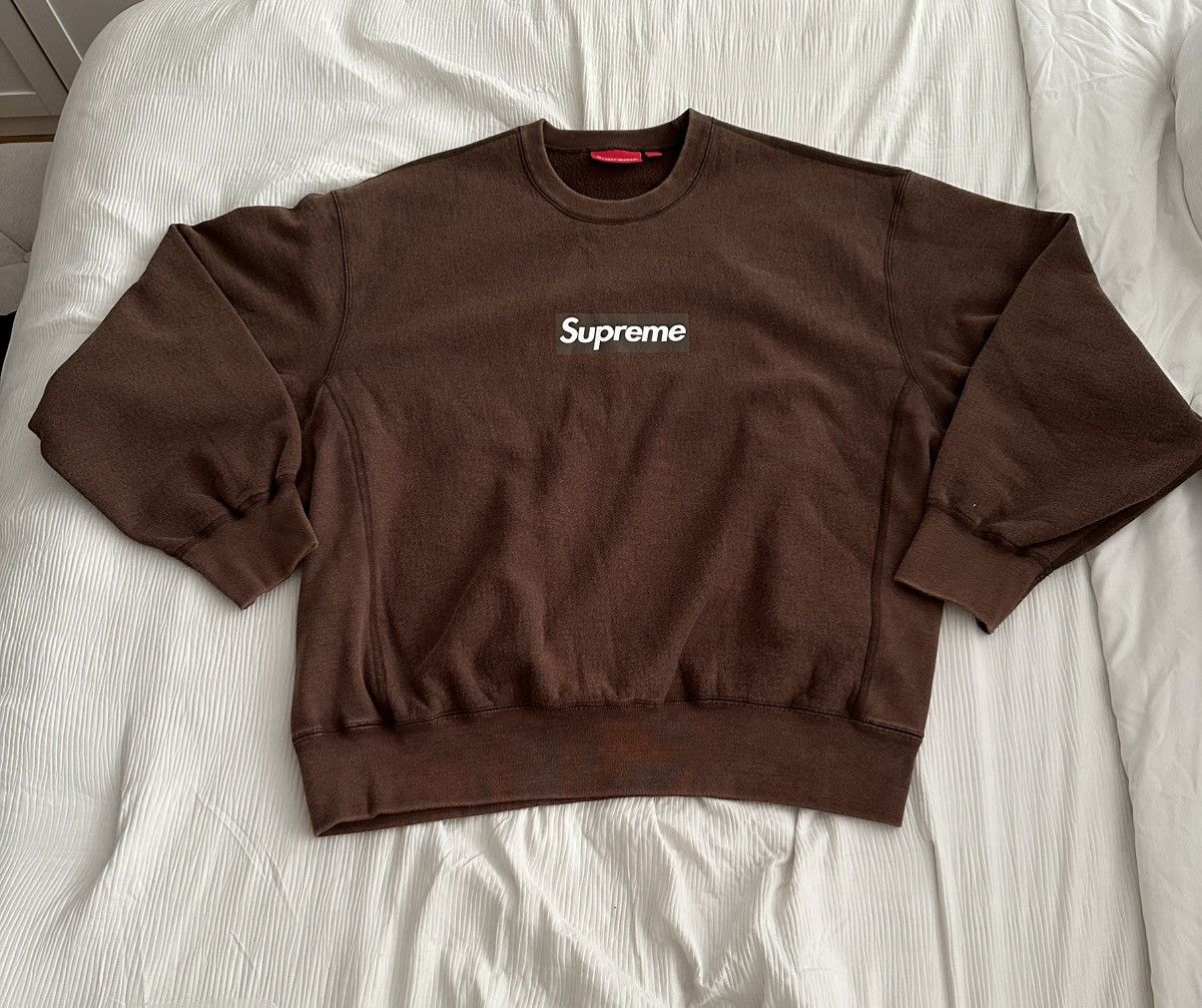 Supreme Box Logo Brown Crewneck | Grailed