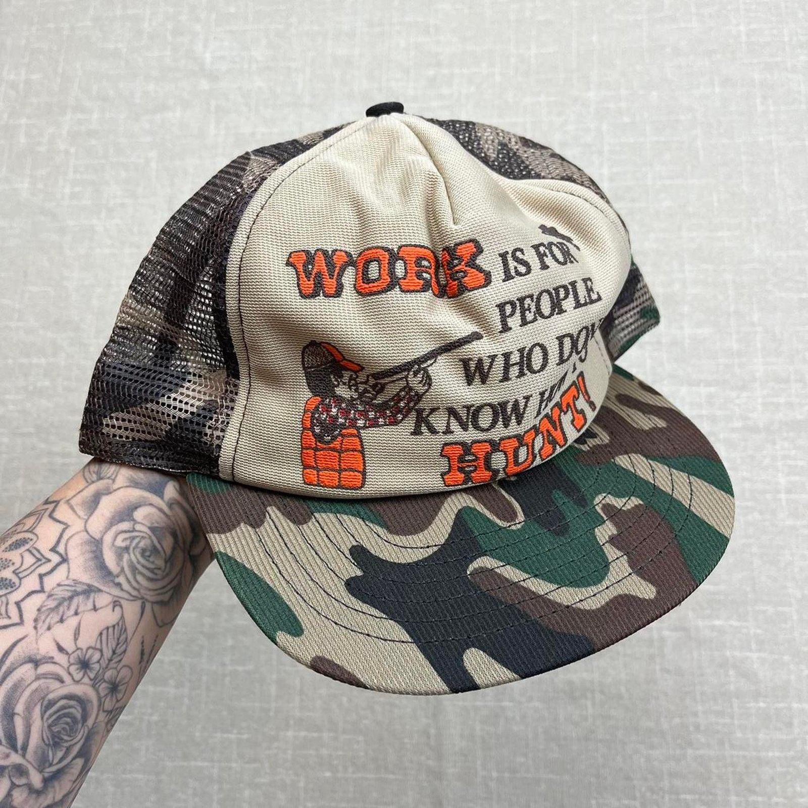 Vintage Vintage “Work is for People Who Dont Know How To Hunt” Hat Size ONE SIZE - 1 Thumbnail