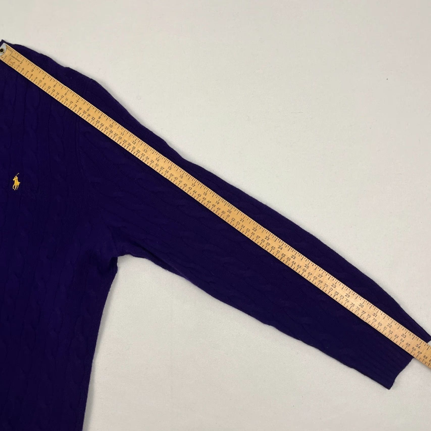 Polo Ralph Lauren Polo Ralph Lauren Merino Wool Cashmere Sweater Mens 2XL Purple Cable Knit Crew Neck Pullover Size US XXL / EU 58 / 5 - 7 Thumbnail