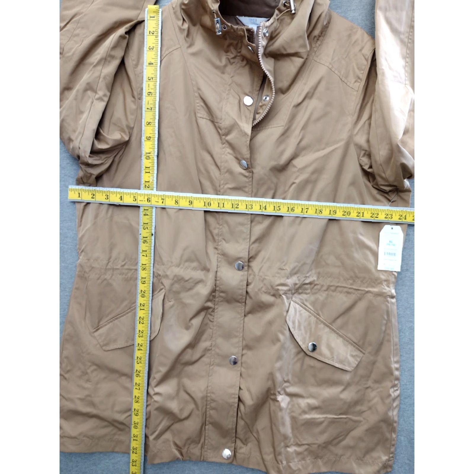 Vintage Time and Tru Jacket Womens XL Beige Hooded Light Waterproof Raincoat Size XL / US 12-14 / IT 48-50 - 4 Thumbnail