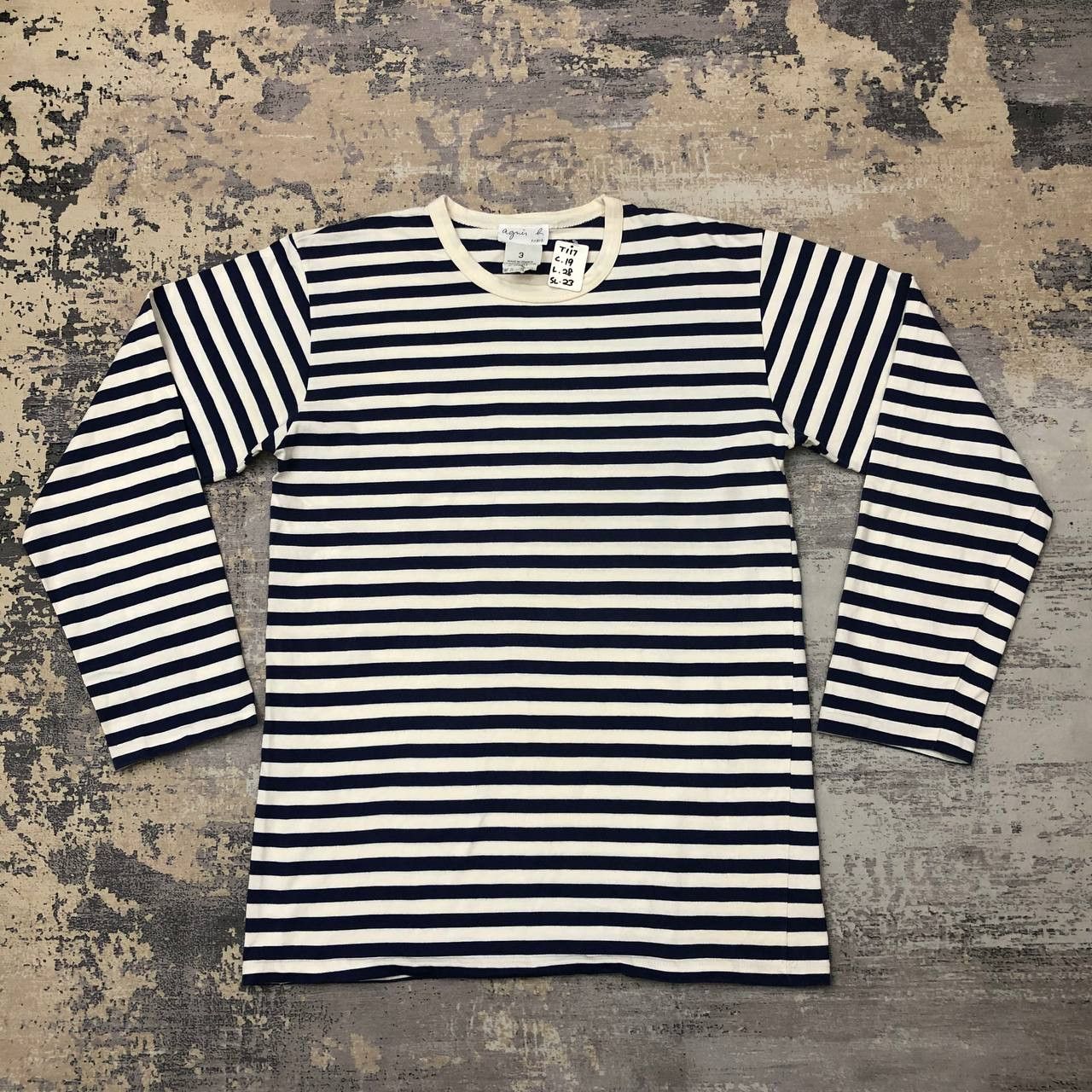 agnes b. T117 AGNES B PARIS STRIPED LONG SLEEVE TEE Size S / US 4 / IT 40 - 1 Thumbnail