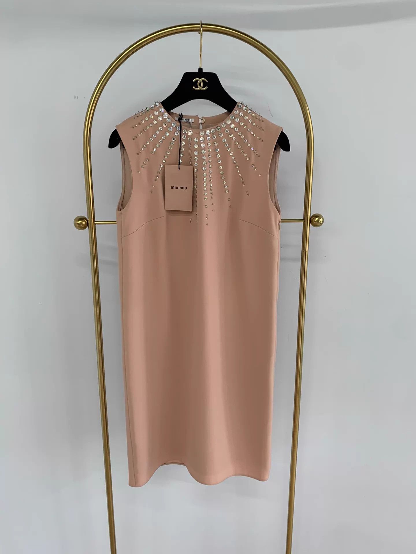 Miu Miu MIU MIU Pink Crystal Sleeveless Dress Women's Size 36 New Size XS / US 0-2 / IT 36-38 - 1 Thumbnail