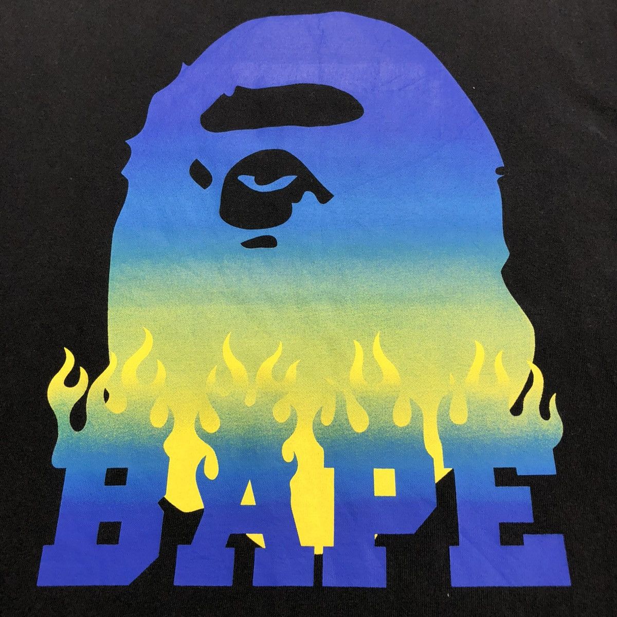 Bape Vintage Bape Blue Flame Head A Bathing Ape Nigo Big Logo Tee Size US XL / EU 56 / 4 - 3 Thumbnail