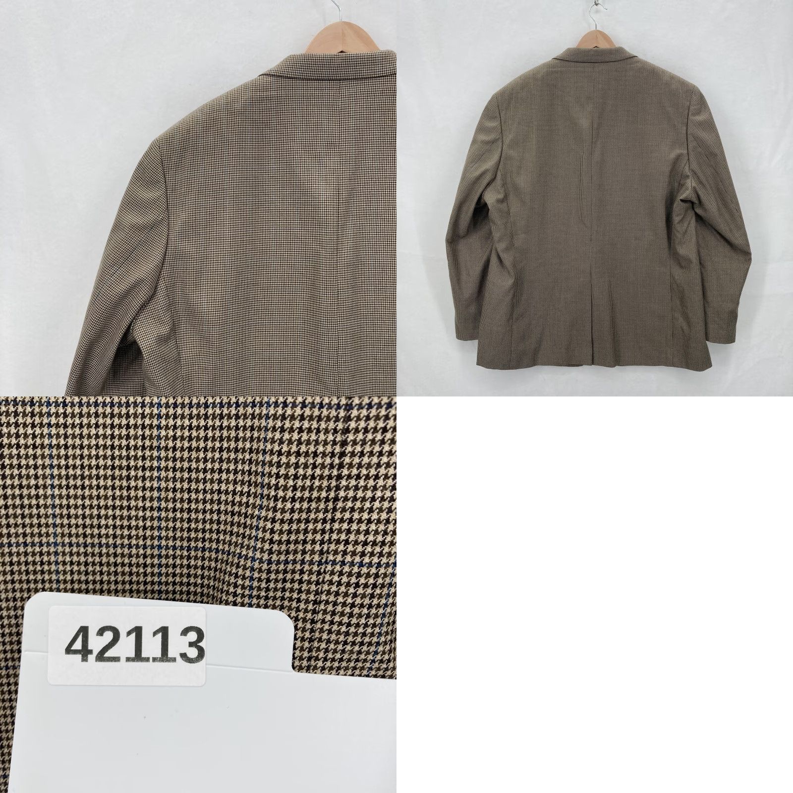 Ralph Lauren Lauren Ralph Lauren Blazer Mens 48L Brown Houndstooth Two-Button Sport Coat Shirt Jacket Coat Single-Breasted Notch Lapel Mens Size 48R - 10 Thumbnail