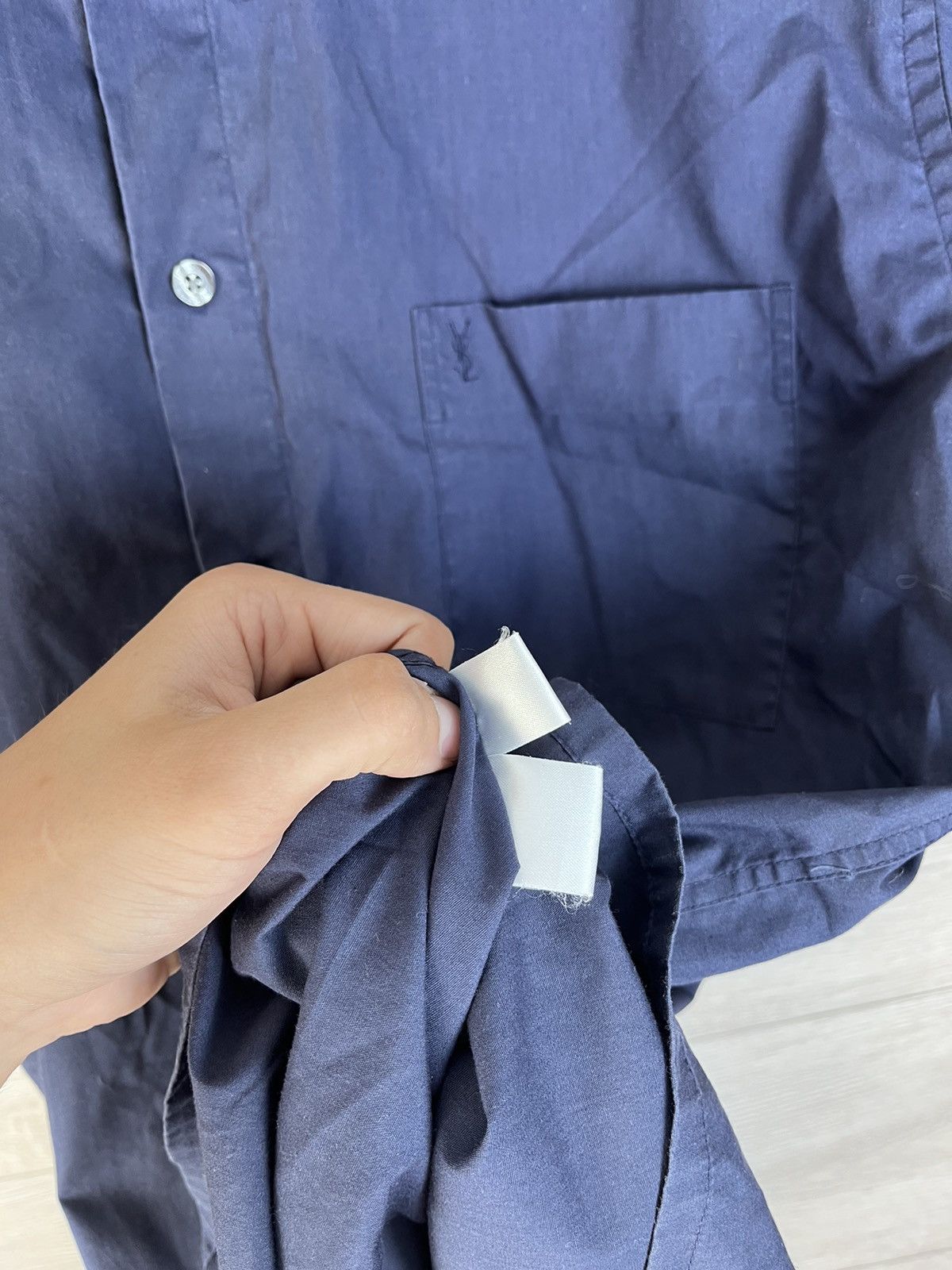 Yves Saint Laurent Men's Button Down Shirt YSL size L cotton 100% blue Size US L / EU 52-54 / 3 - 9 Thumbnail