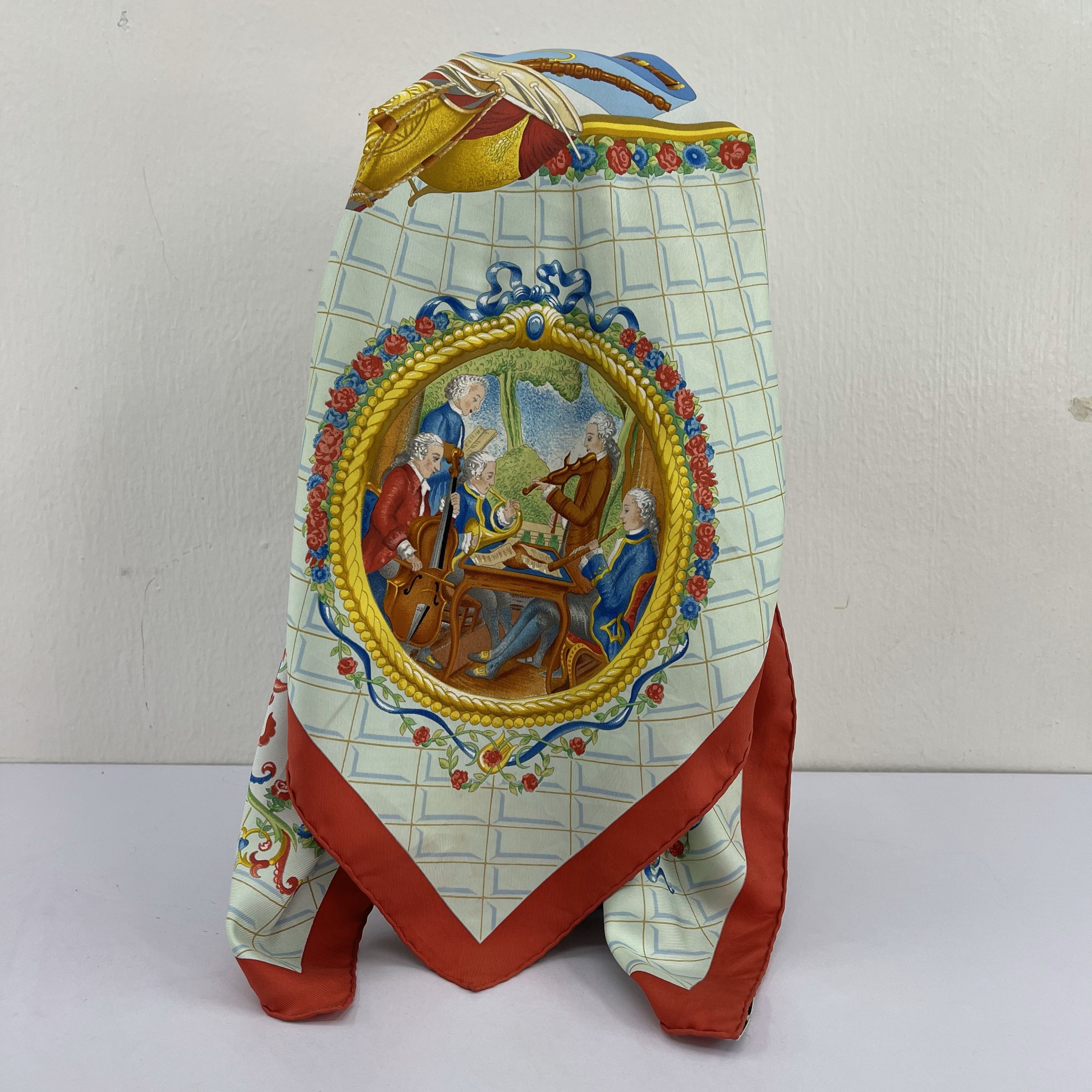 Hermes Vintage Hermès Paris Hommage A Mozart Silk Scarf - S7007 Size ONE SIZE - 4 Thumbnail