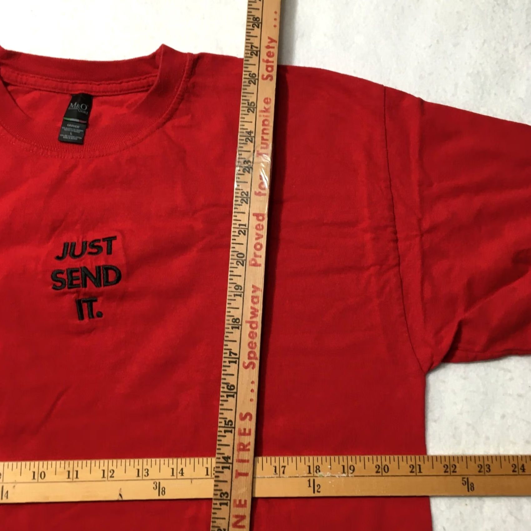 Logo 7 Nike JUST SEND IT Logo M&O cotton Tee T Shirt red Size Large Mens Short Sleeve Size US L / EU 52-54 / 3 - 4 Thumbnail