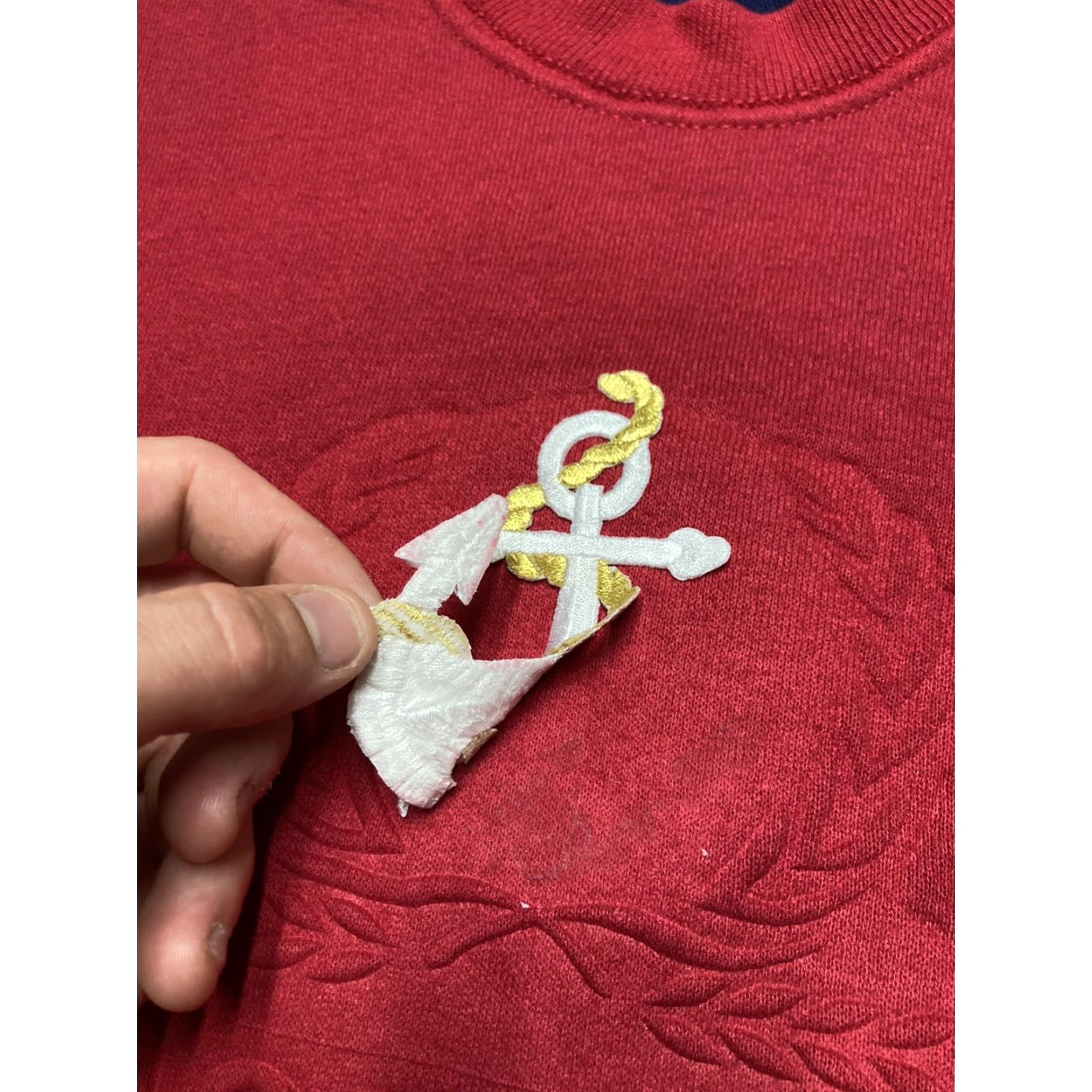 Lee VINTAGE Lee Crewneck Sweatshirt Michigan Boat Anchor Embossed Medium Red 90s Mens Pullover Shirts Size US M / EU 48-50 / 2 - 4 Thumbnail