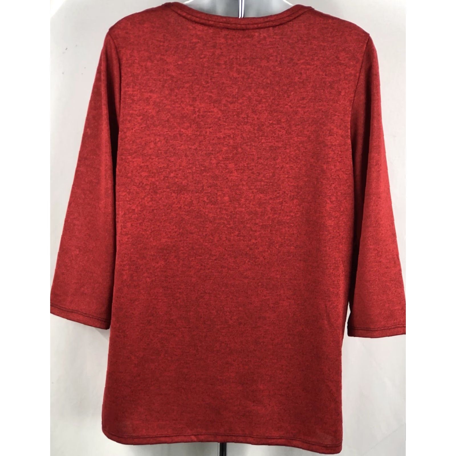 Vintage Onque Pullover Top Red Floral Roses 3/4 Sleeve Beads Whimsigoth Fairy Blouse Women PM XS-XL Size M / US 6-8 / IT 42-44 - 3 Thumbnail