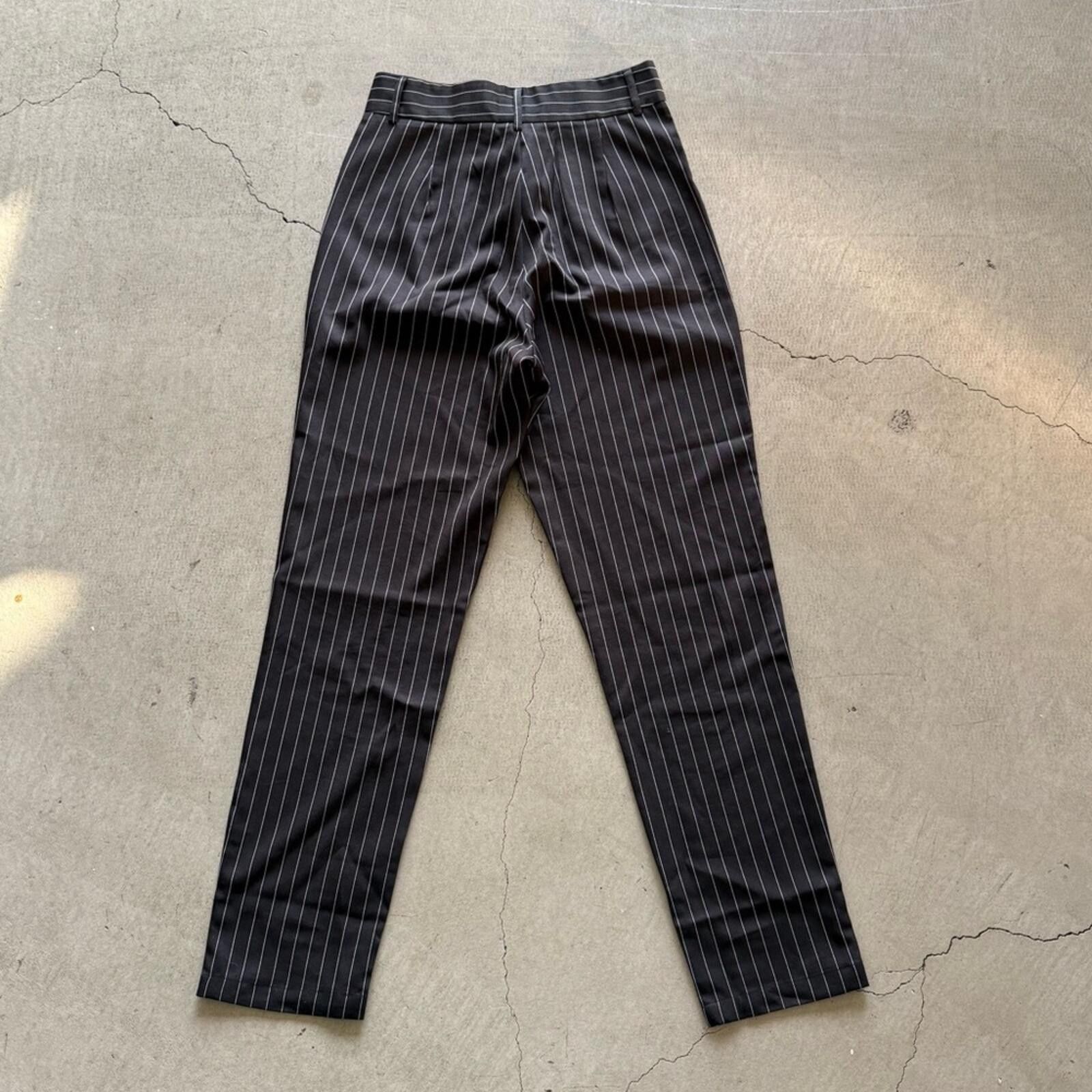 Other Nasty Gal / Pinstripe Smart High Waisted Pants / black Size 26" / US 2 / IT 38 - 3 Thumbnail