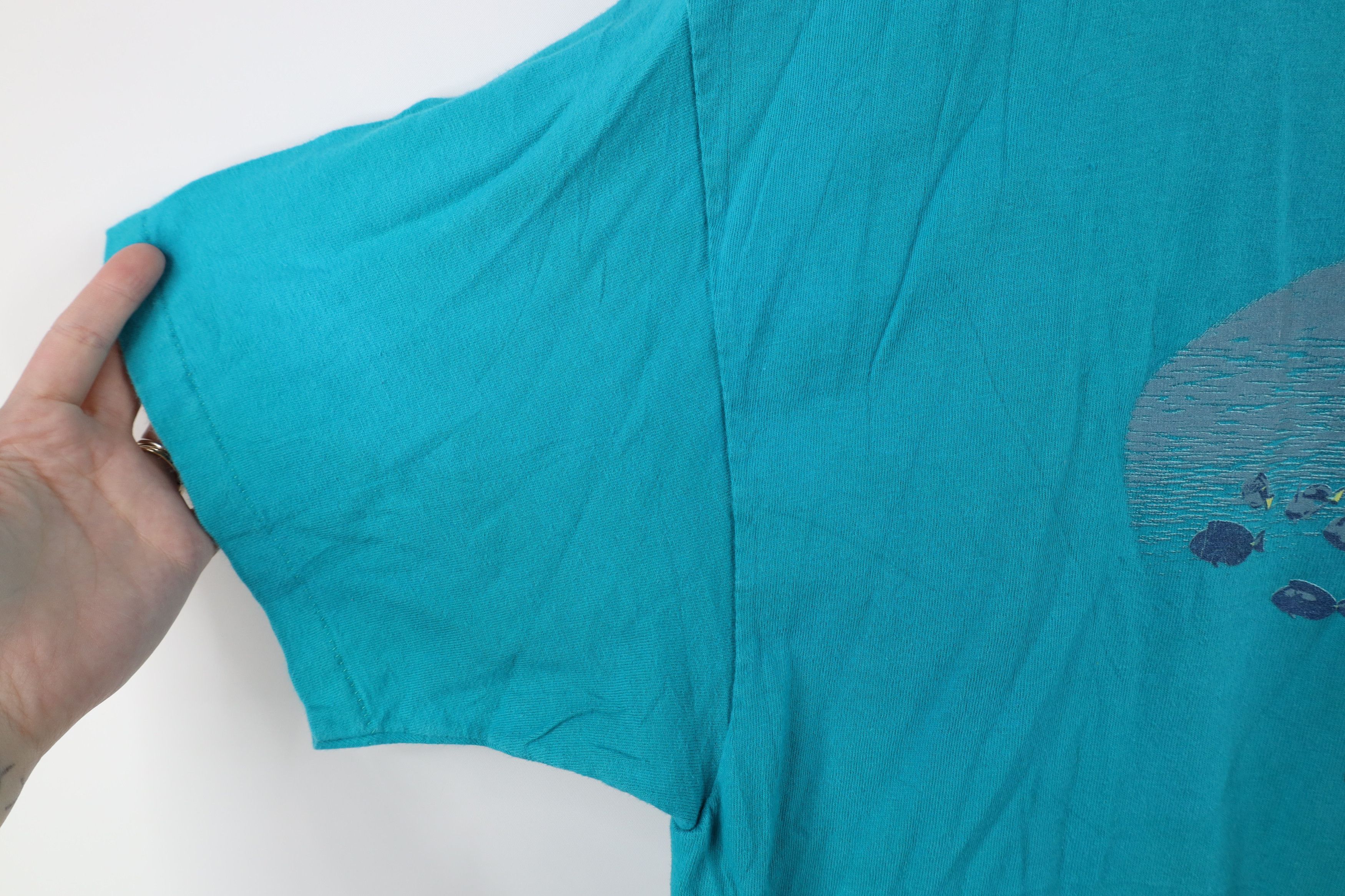 Vintage Vintage 90s Streetwear Day Ocean Whale Fish T-Shirt Teal USA Size US XL / EU 56 / 4 - 7 Thumbnail