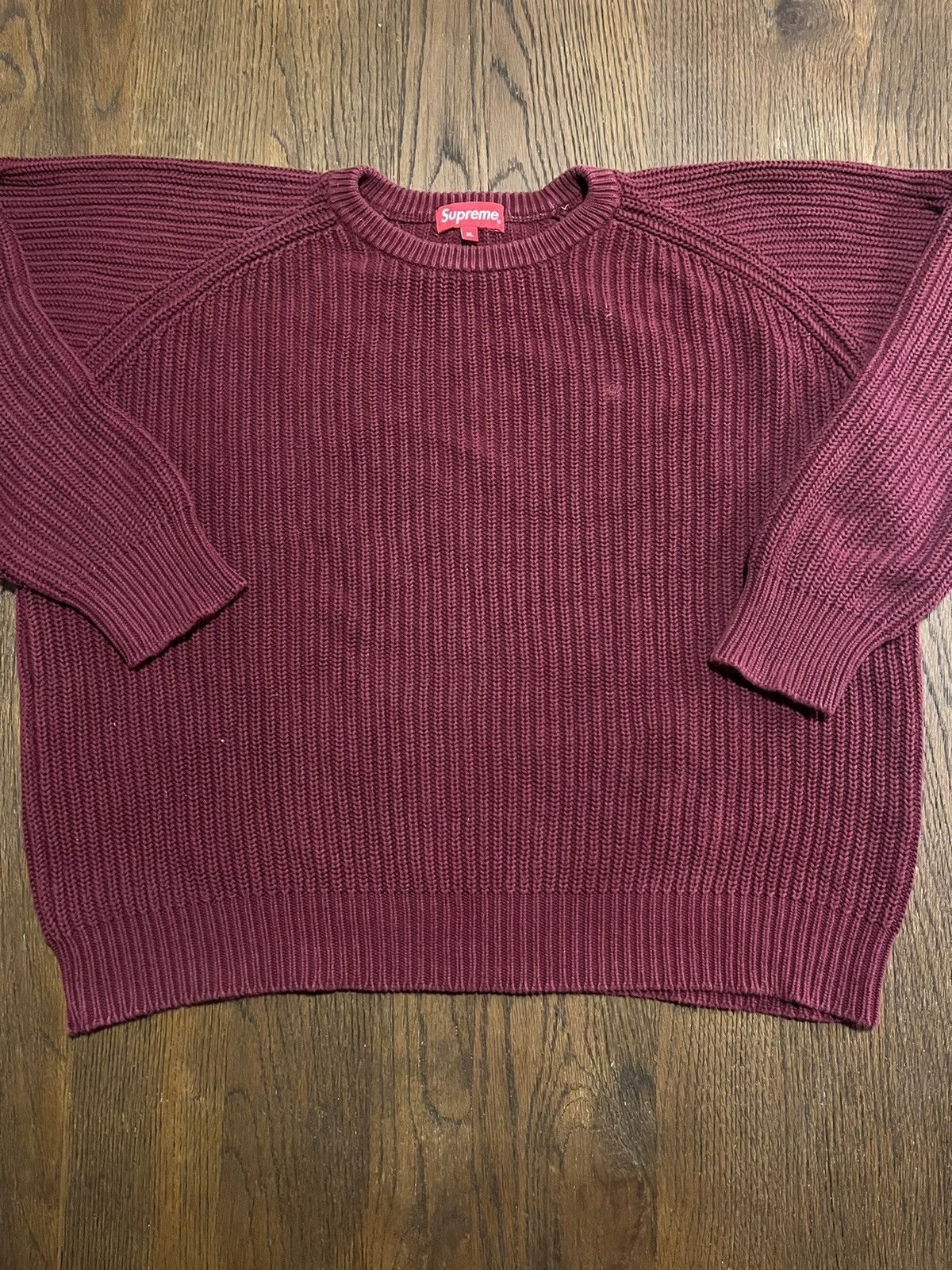 image of Supreme Rib Crewneck Sweater (F/w 14) in Burgundy, Men's (Size XL)