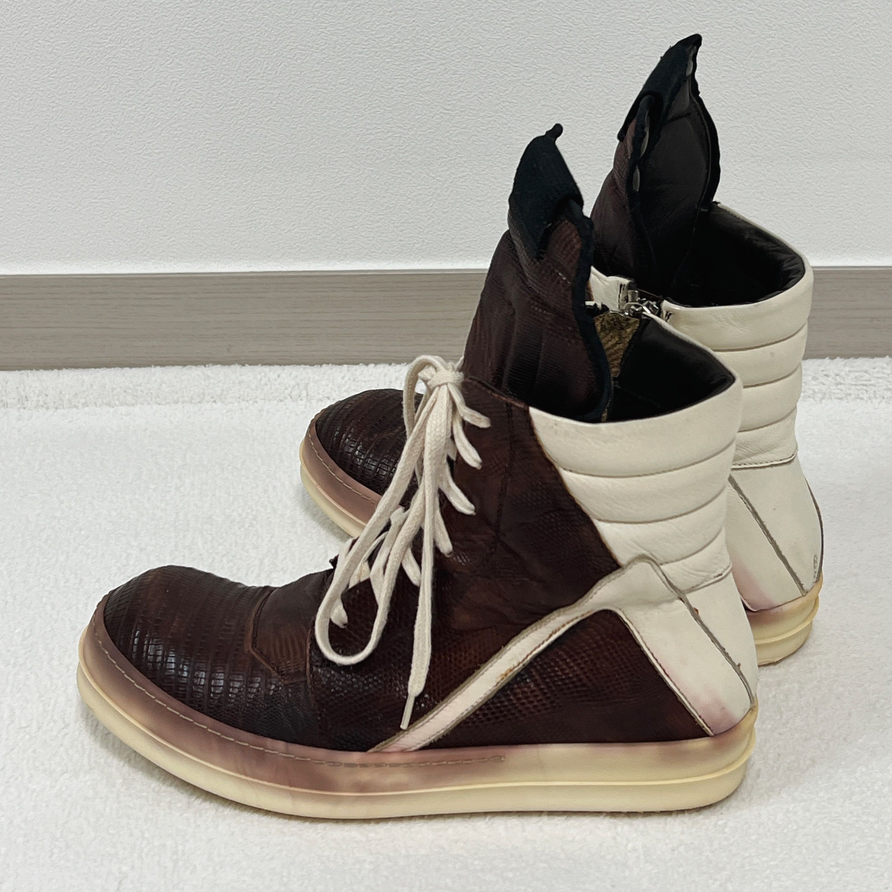 Rick Owens Rick Owens FW14 GEOBASKET IGUANA BLOOD MILK WB Size US 7 / EU 40 - 4 Thumbnail