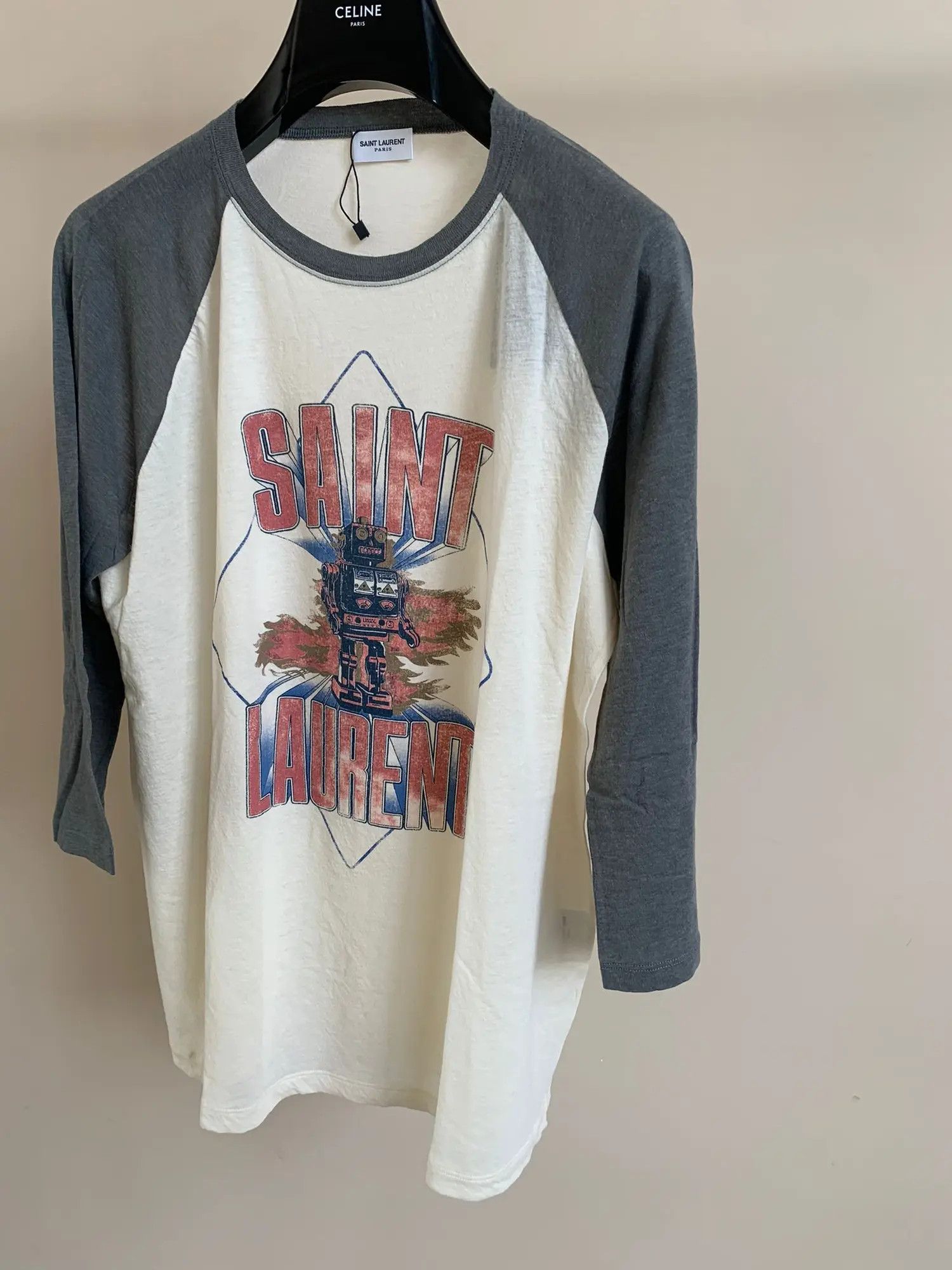 Saint Laurent Paris o1rshd1 Robot 3/4 Logo Tee in Multicolor Size US M / EU 48-50 / 2 - 8 Thumbnail