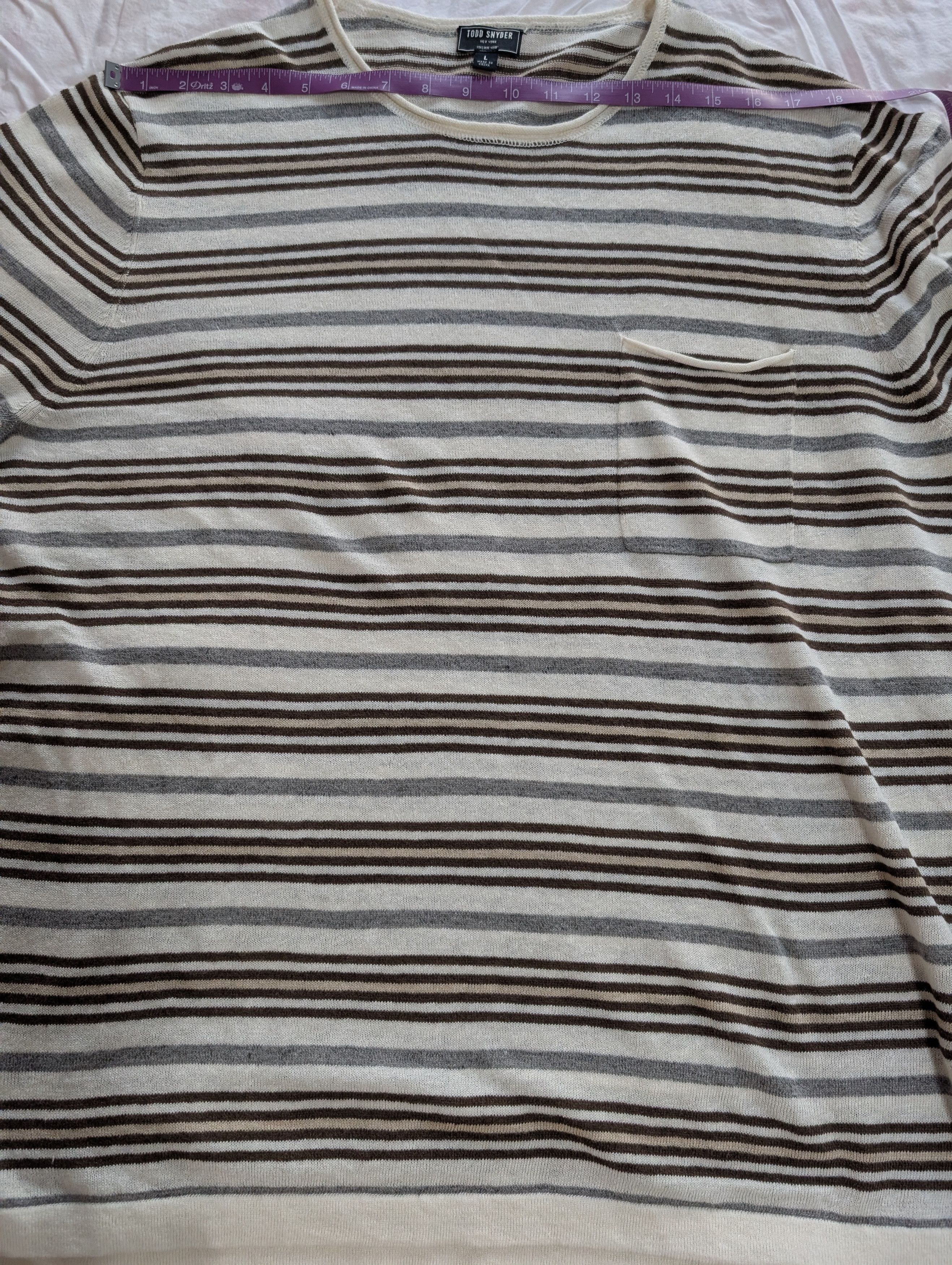 Todd Snyder Todd Snyder Striped Linen Shore Sweater in Chalk Size US L / EU 52-54 / 3 - 8 Thumbnail