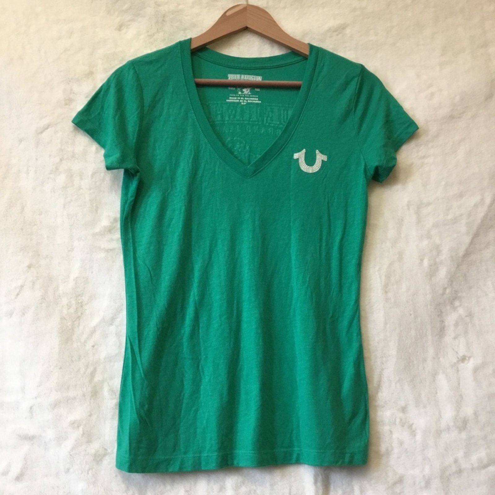 True Religion True Religion Green V-Neck T-Shirt Size S / US 4 / IT 40 - 1 Thumbnail