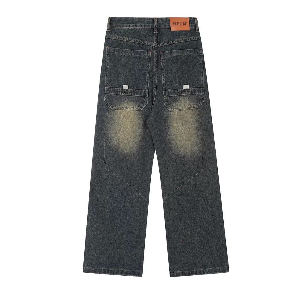 Japanese Brand × Jean Men's washed loose wide-leg distressed workwear denim Size US 34 / EU 50 - 2 Thumbnail