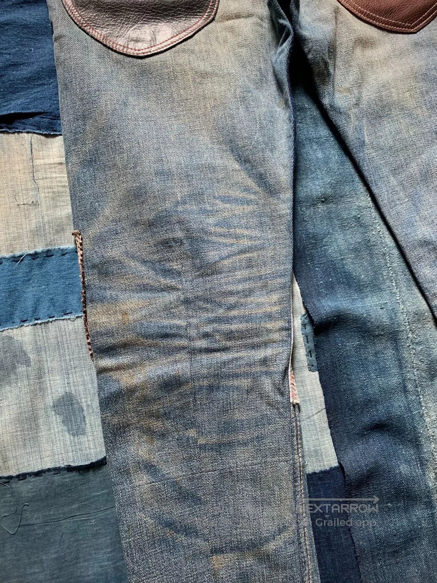 Junya Watanabe Junya Watanabe Patchwork Leather Denim Jeans. Size US 26 / EU 42 - 8 Thumbnail
