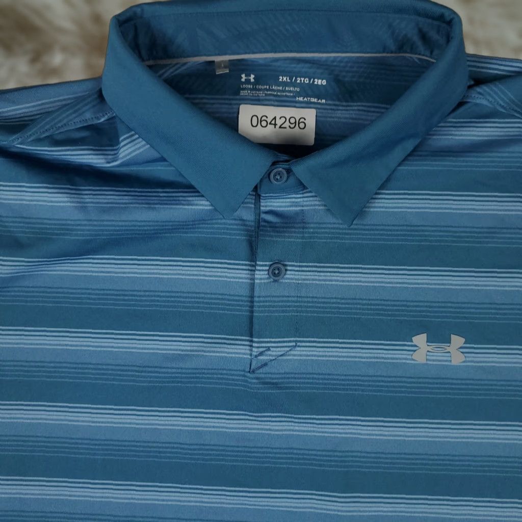 Under Armour Under Armour Polo Shirt Mens 2XL Blue Striped Golf Casual Short Sleeve Polo Shirt Mens 2XL Blue Striped Golf Casual Short Sleeve Size US XXL / EU 58 / 5 - 1 Thumbnail