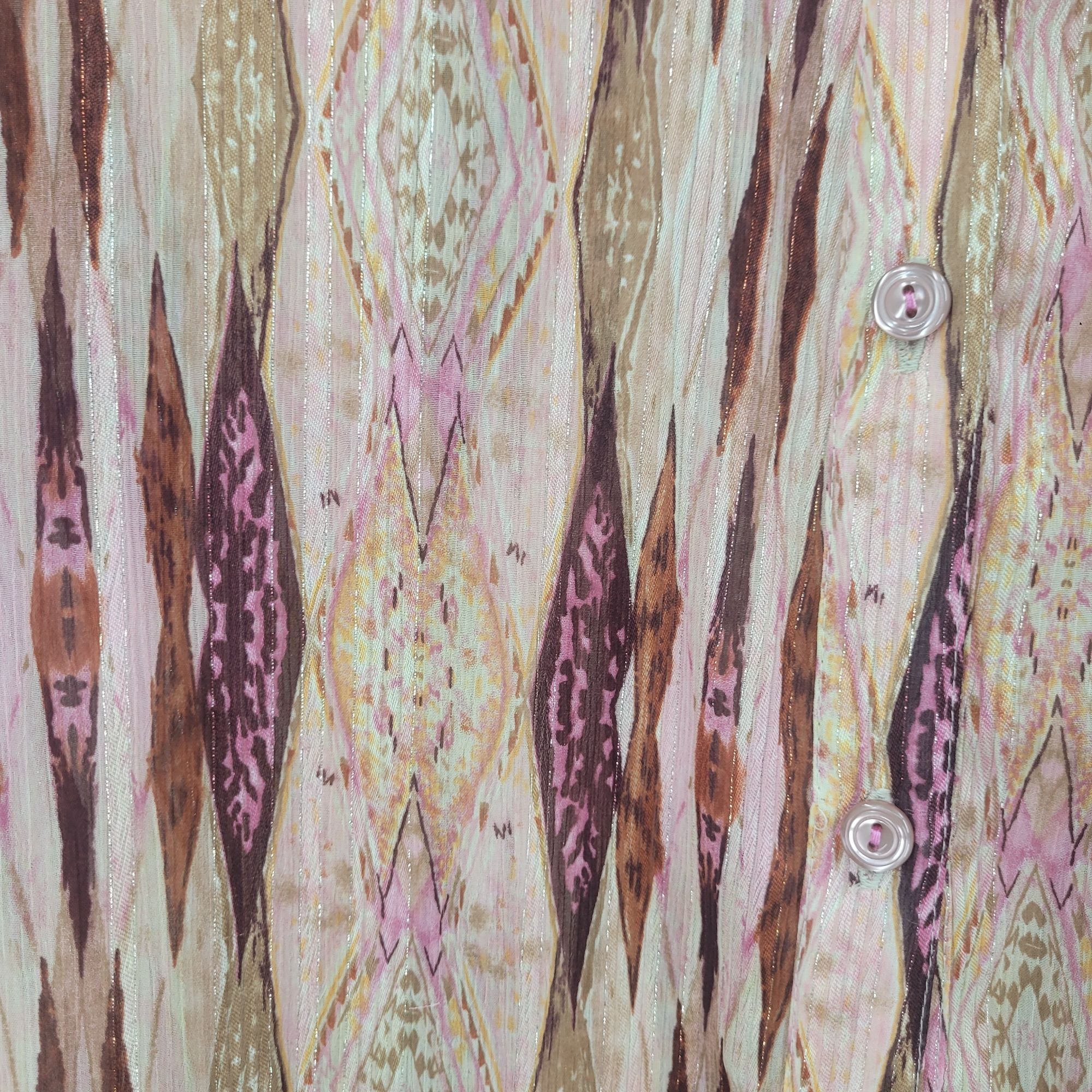Vintage Vintage 70s Sheer Button Down Blouse XL Pink Streaked Groovy Size XL / US 12-14 / IT 48-50 - 7 Thumbnail